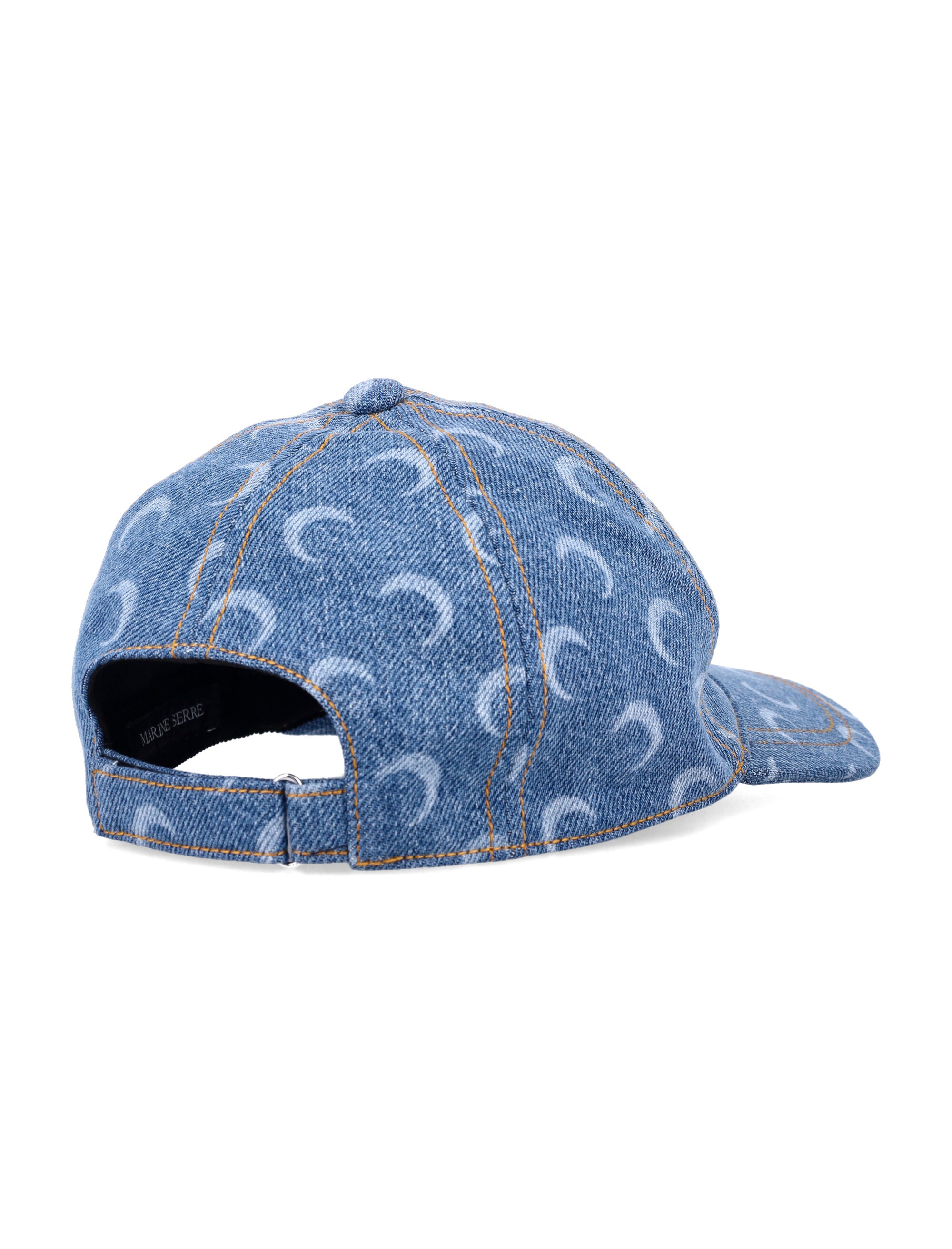 MARINE SERRE Denim Baseball Cap with All-Over Laser Moon Motif