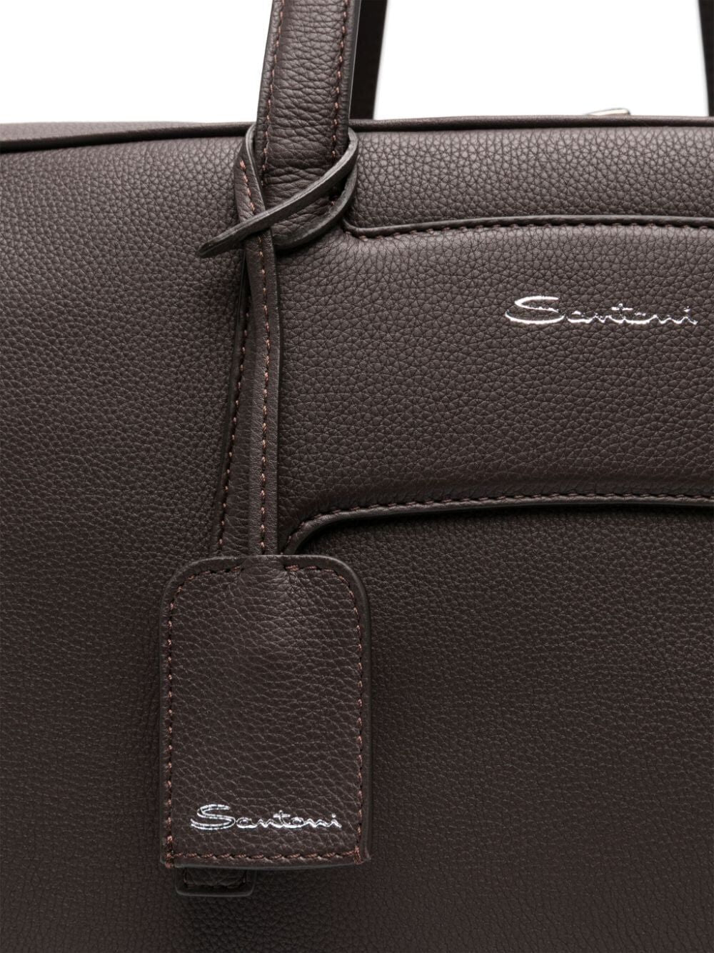 SANTONI Men's 24-Hour Leather Satchel