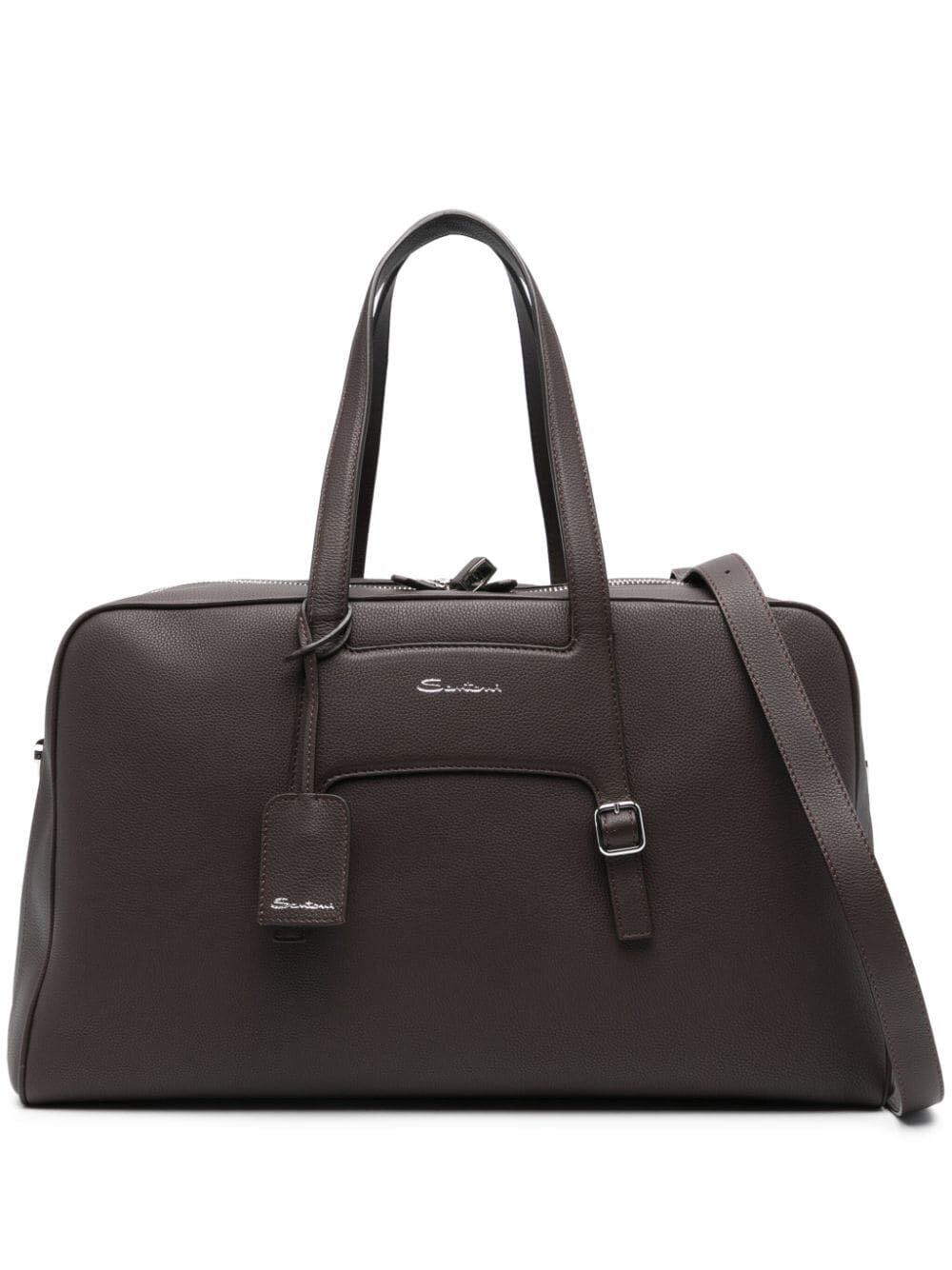 SANTONI Men's 24-Hour Leather Satchel