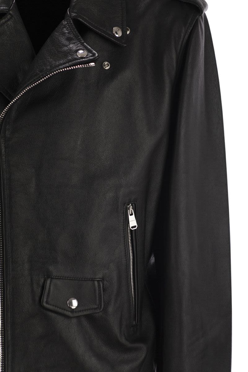 DONDUP Leather Biker Jacket for Men - Regular Fit