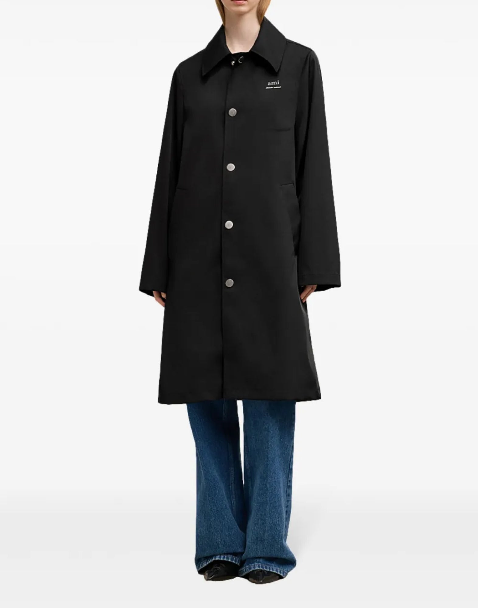 AMI PARIS Technical Twill Logo Raincoat for Men