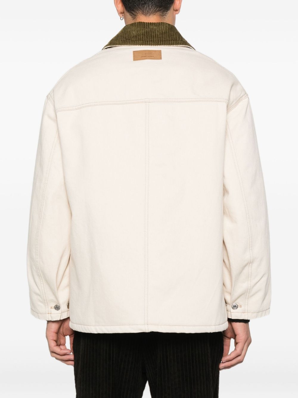 AMI PARIS Worker Denim Jacket with Corduroy Collar for Women