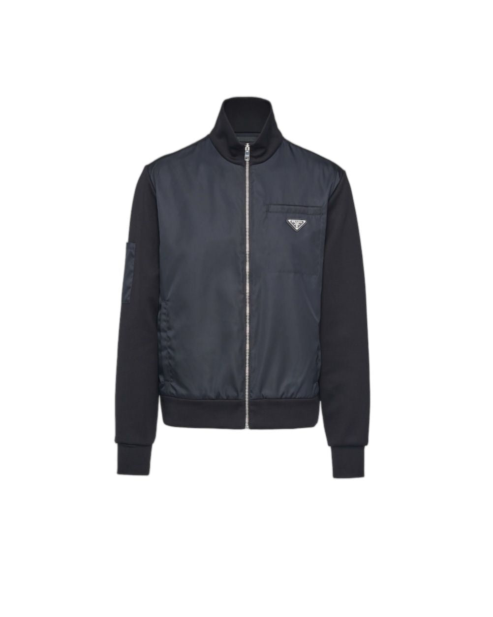 PRADA High Collar Sweatshirt with Re-Nylon Insert - Size M