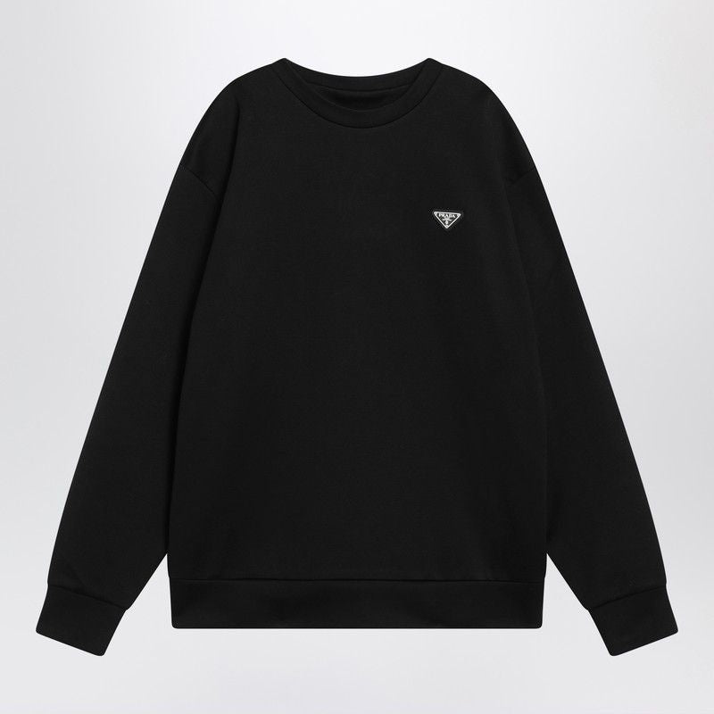 PRADA Men's Triangle Logo Crew Neck Sweatshirt