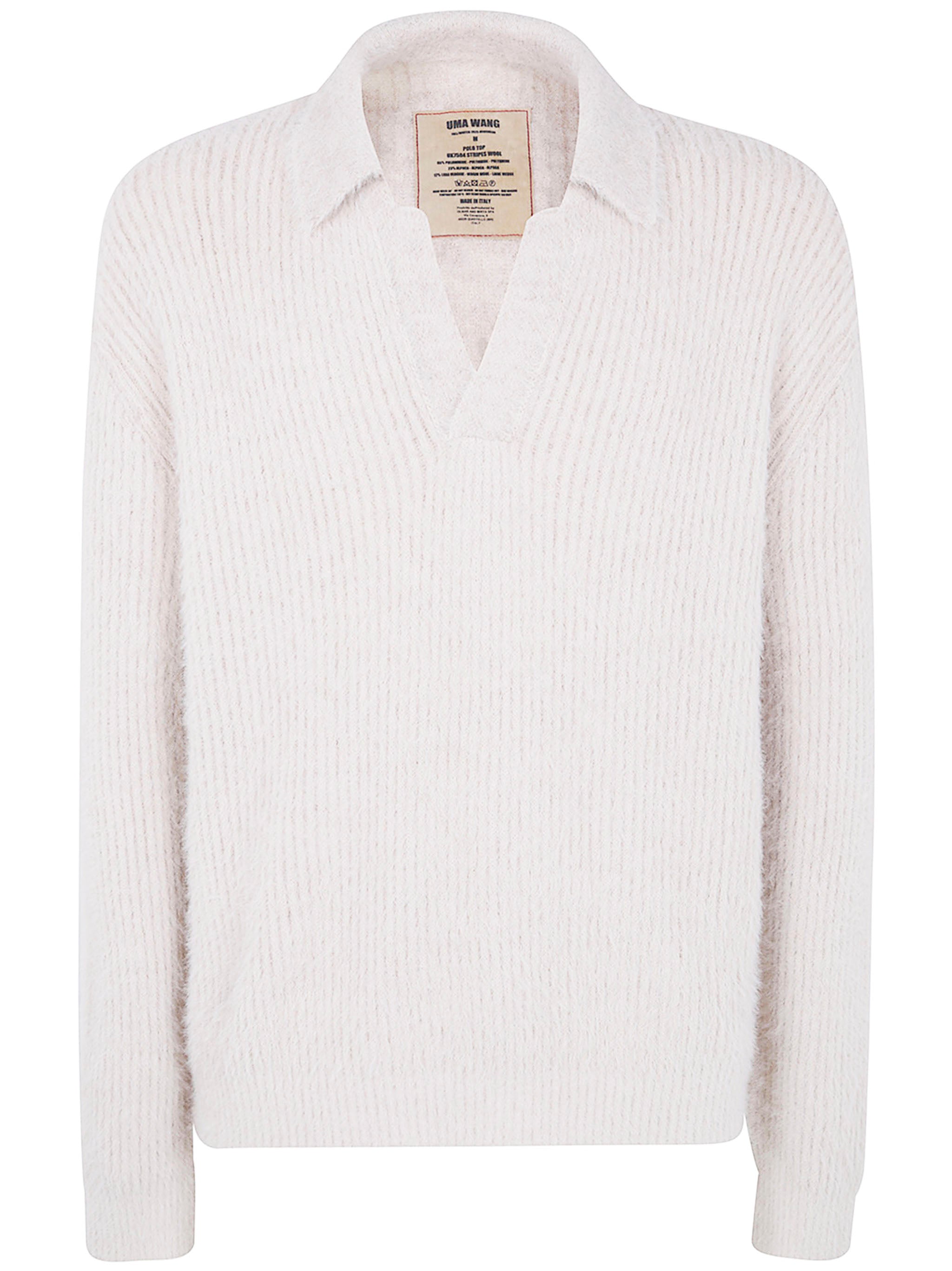 UMA WANG Stripes Wool Polo Top - FW25 Collection