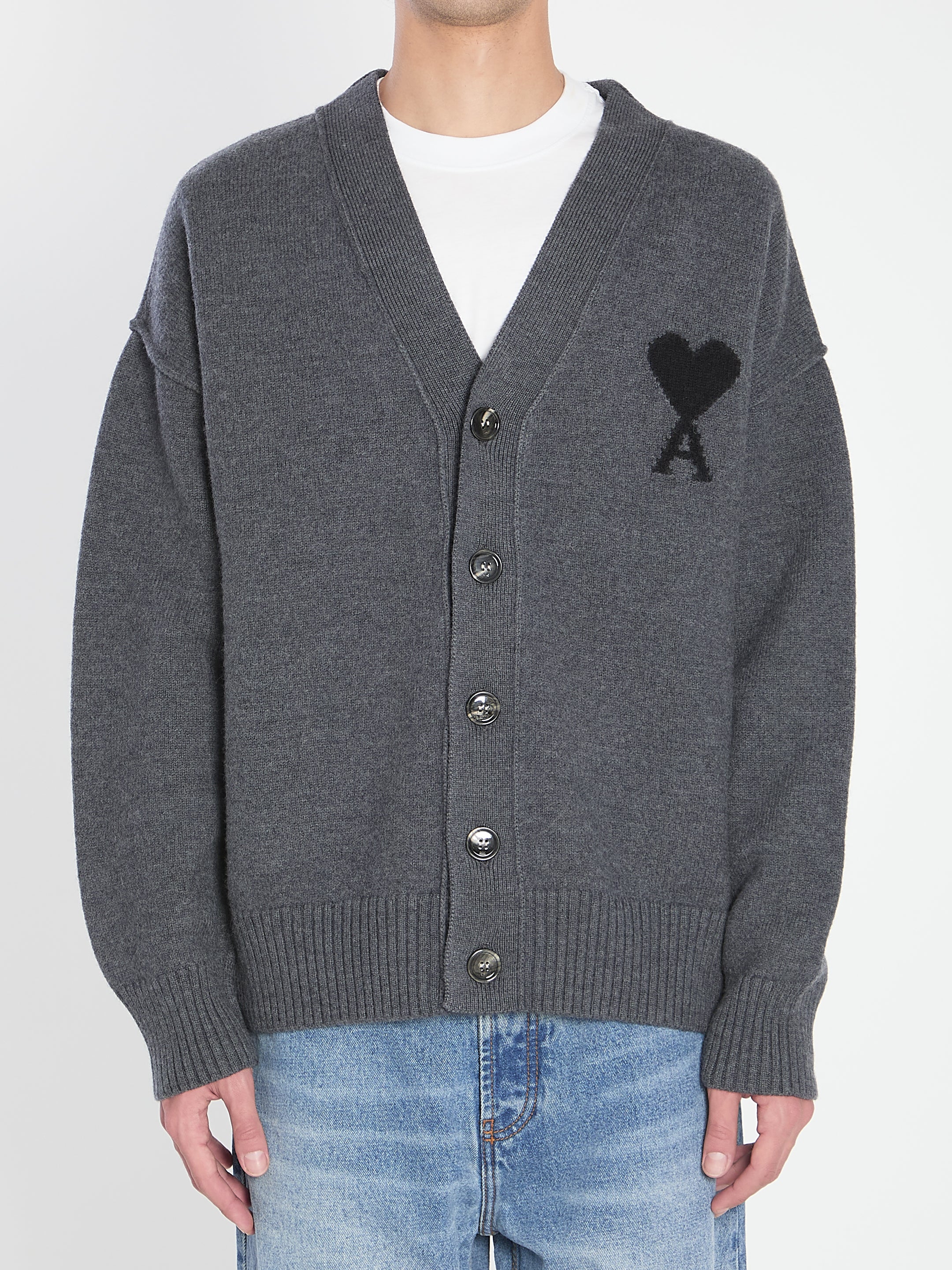 AMI PARIS Wool Sweater with Horn Button - Women’s Fashion