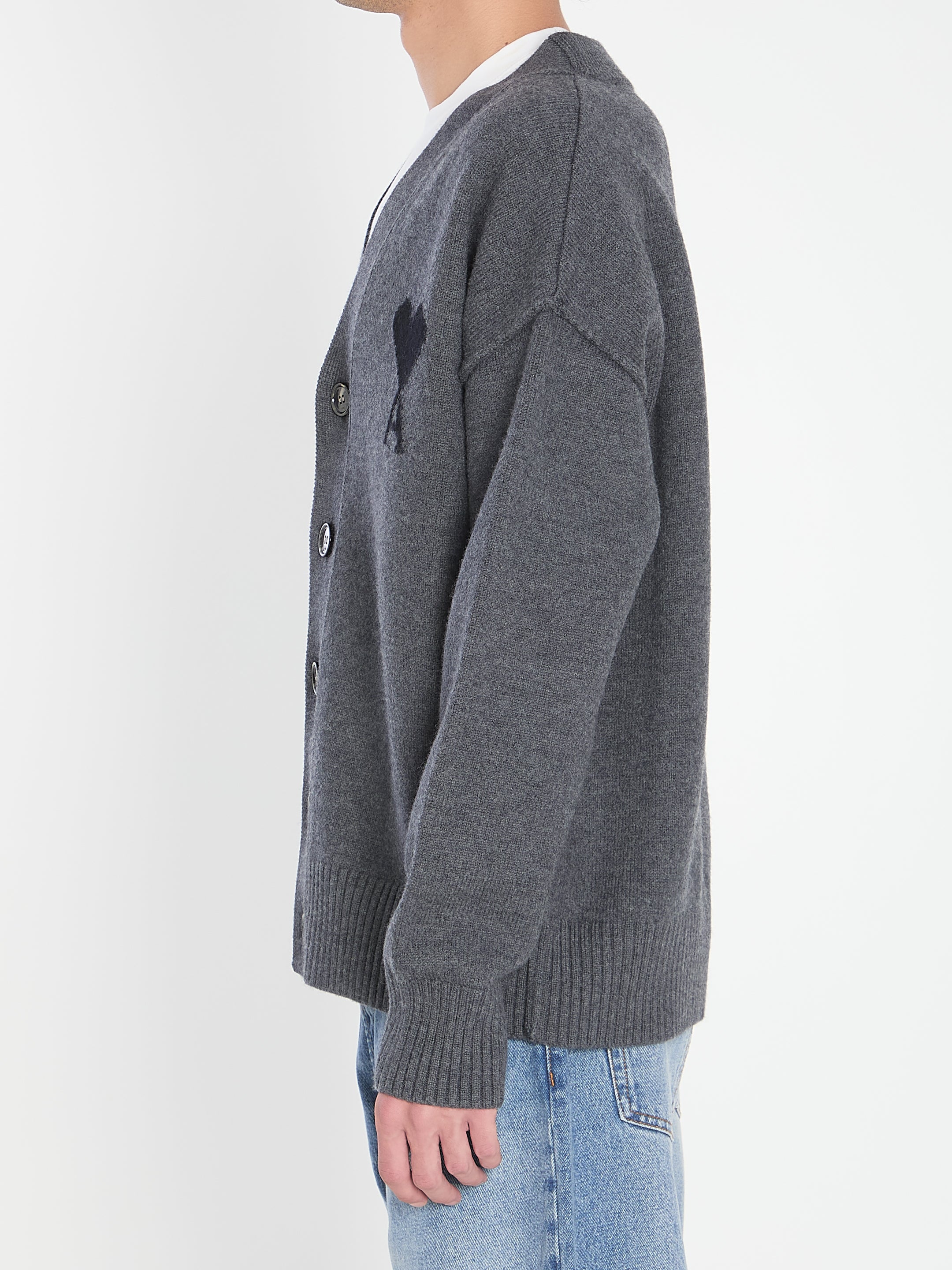 AMI PARIS Wool Sweater with Horn Button - Women’s Fashion