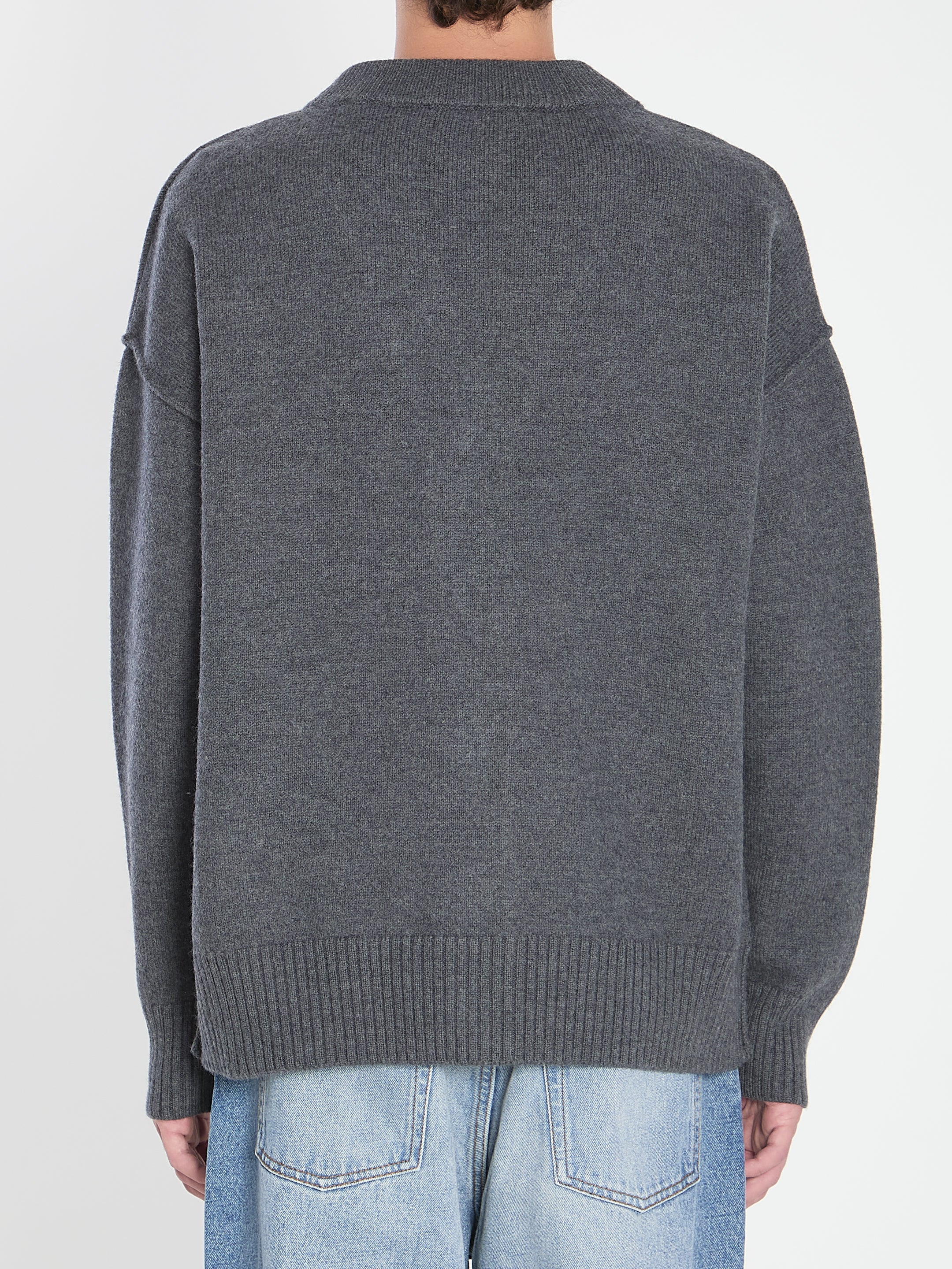 AMI PARIS Wool Sweater with Horn Button - Women’s Fashion