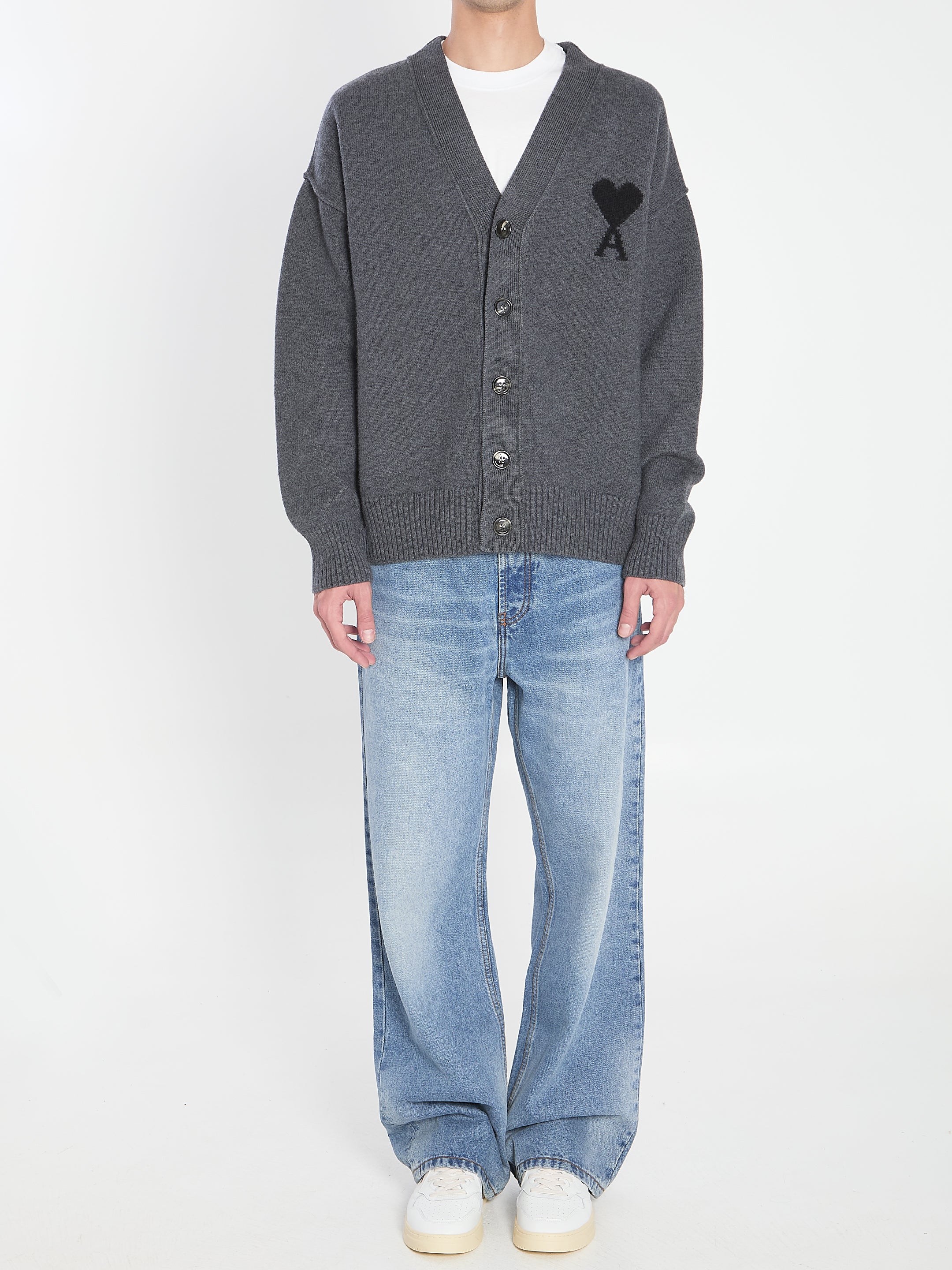 AMI PARIS Wool Sweater with Horn Button - Women’s Fashion