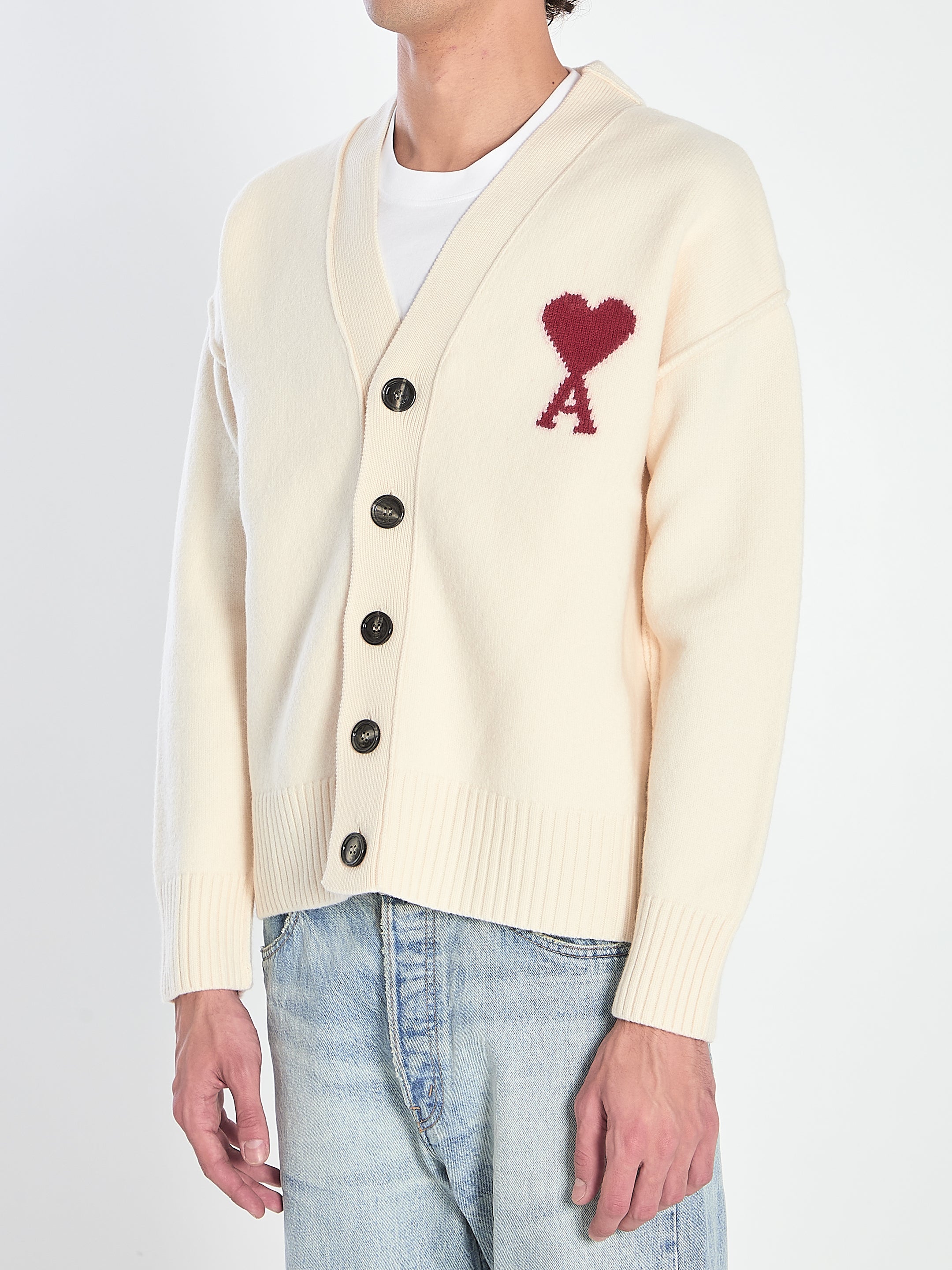 AMI PARIS Woolen Cardigan for Men - Cozy Knitwear