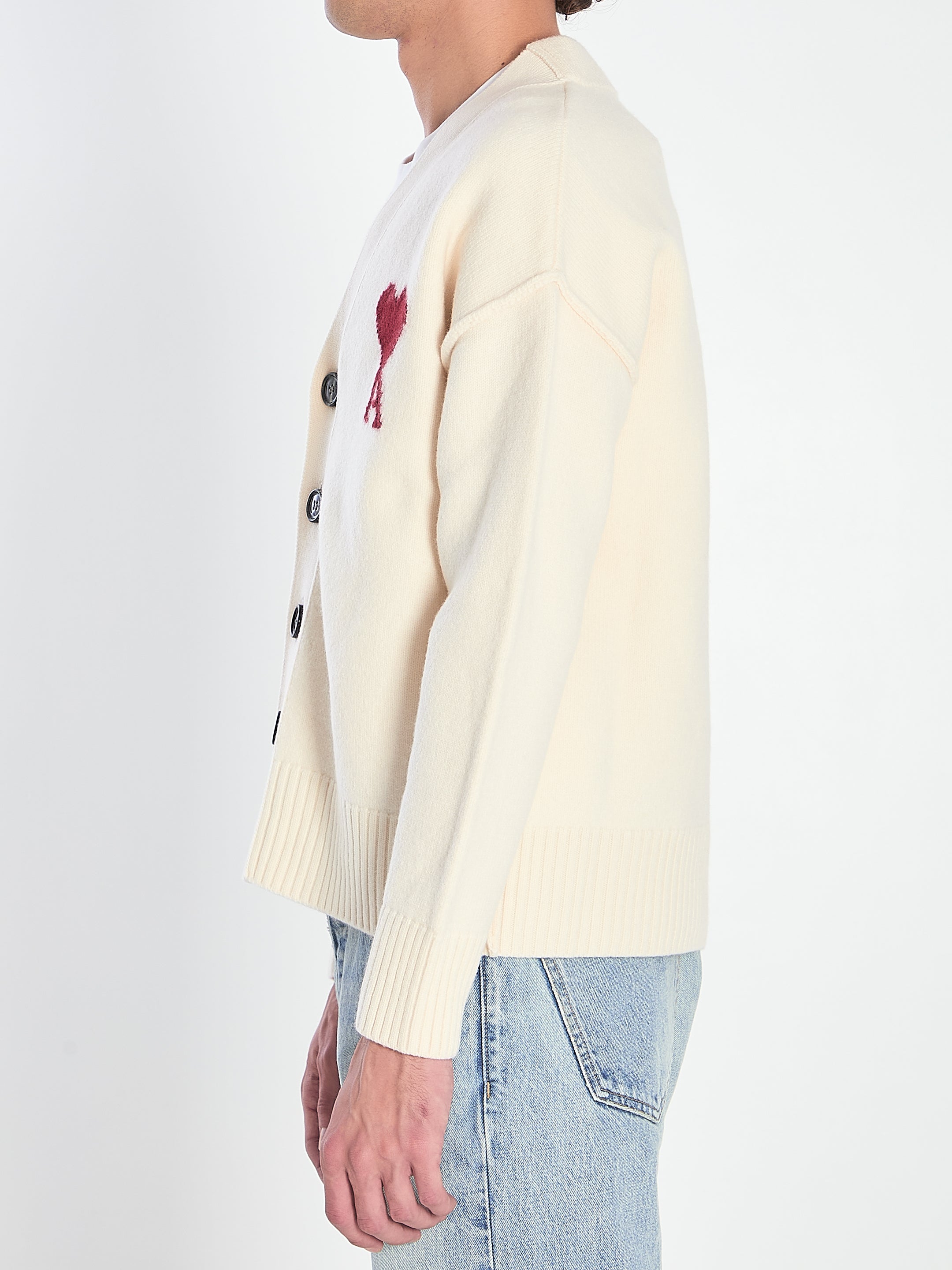 AMI PARIS Woolen Cardigan for Men - Cozy Knitwear