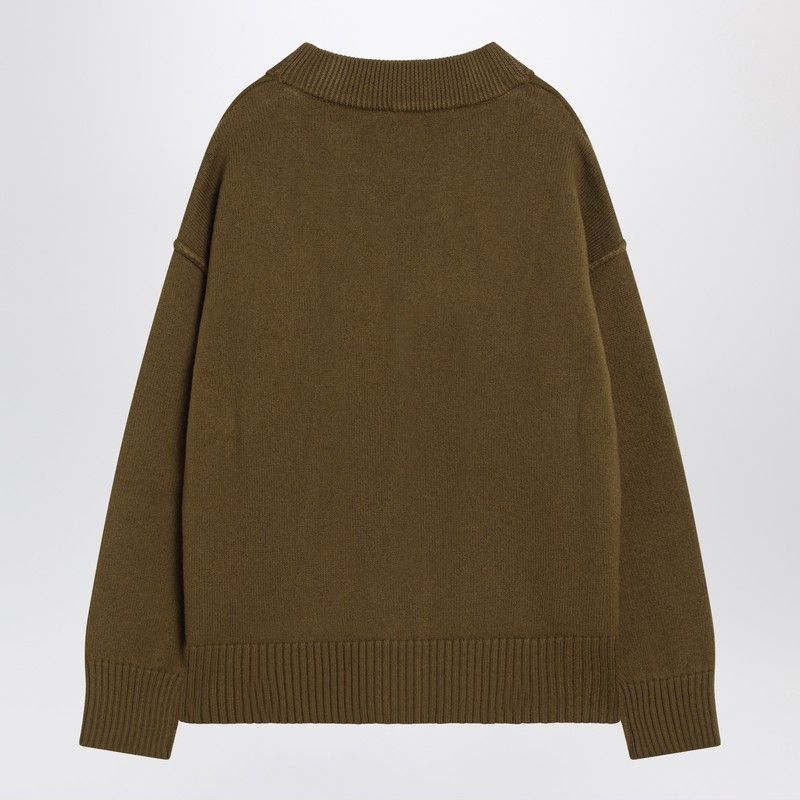 AMI PARIS Classic V-Neck Cardigan with Contrasting Logo Inlay