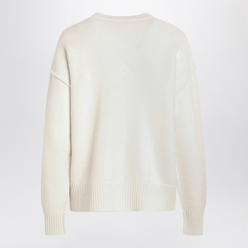 AMI PARIS Wool Cardigan with Embroidered Heart Design