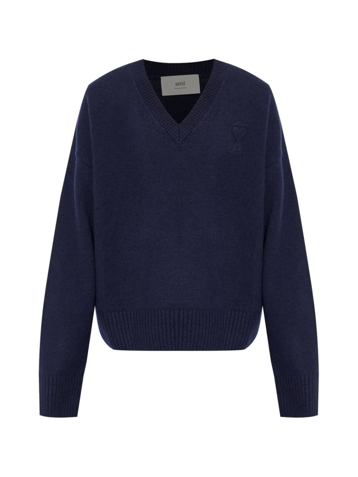 AMI PARIS Logo Wool Cashmere Sweater - Long Sleeve