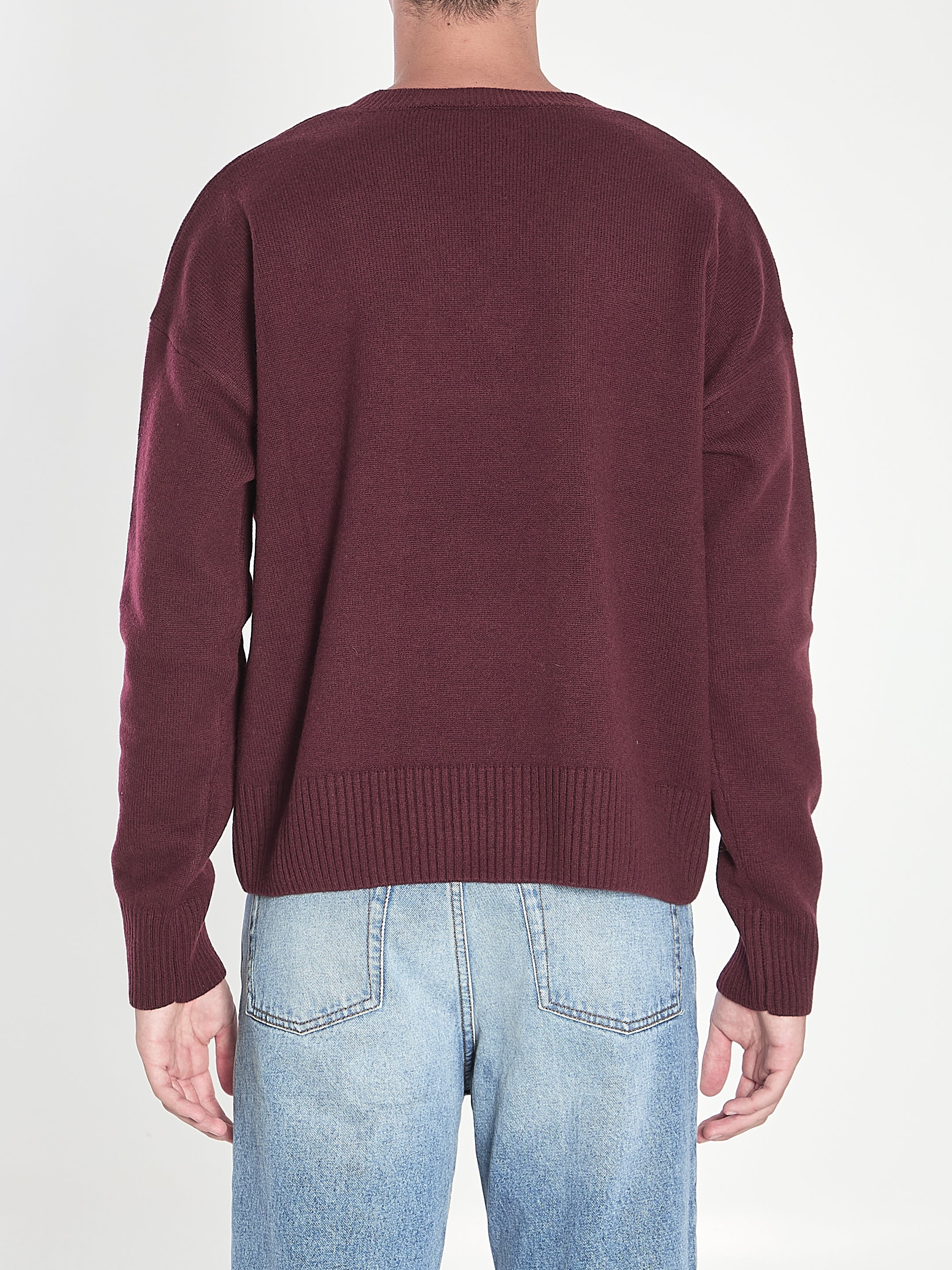 AMI PARIS V-Neck Cashmere Blend Pullover - Regular Fit