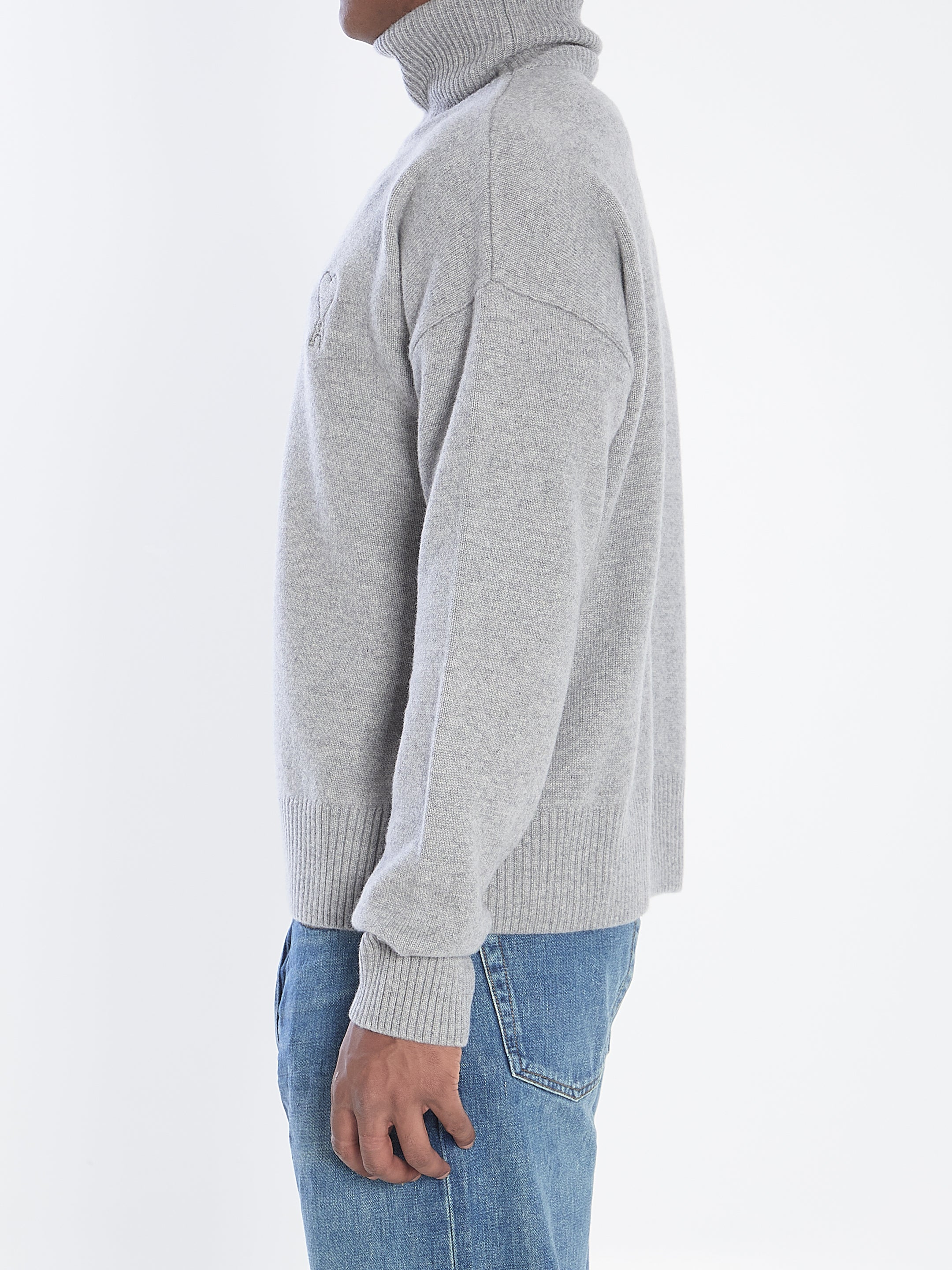 AMI PARIS High Neck Sweater with Embroidered Logo for Women