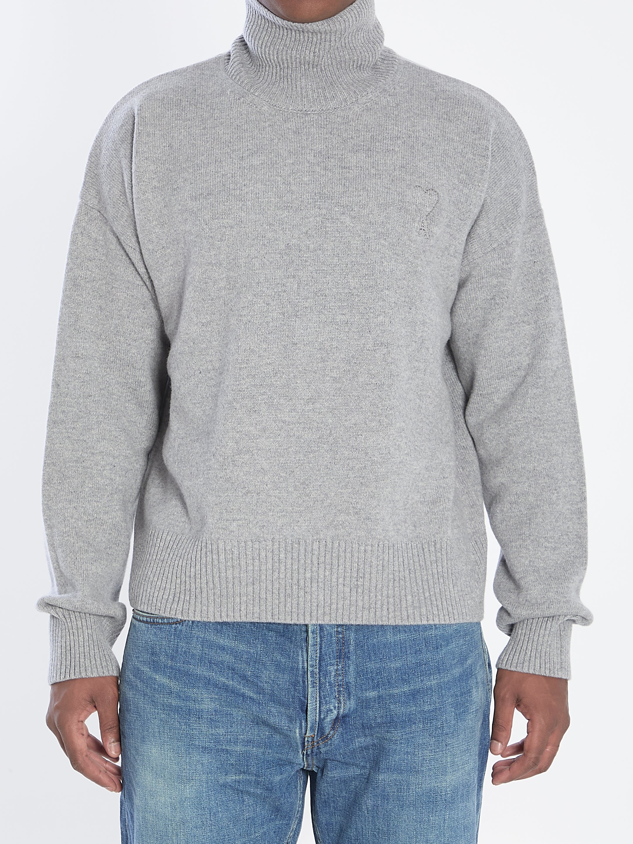 AMI PARIS Men's High-Neck Wool and Cashmere Sweater (Size L)