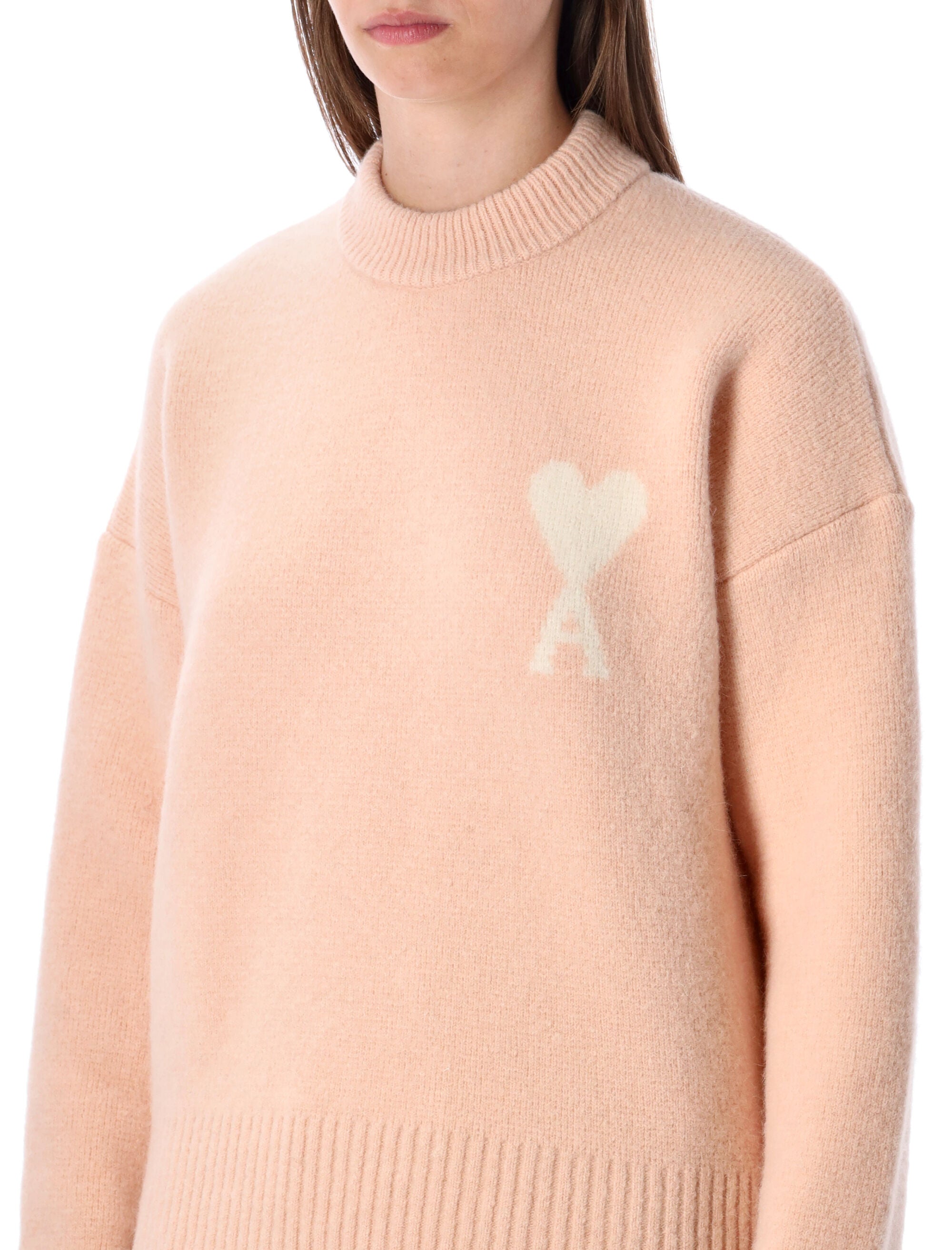 AMI PARIS Alpaca Heart Crewneck Sweater - Size S