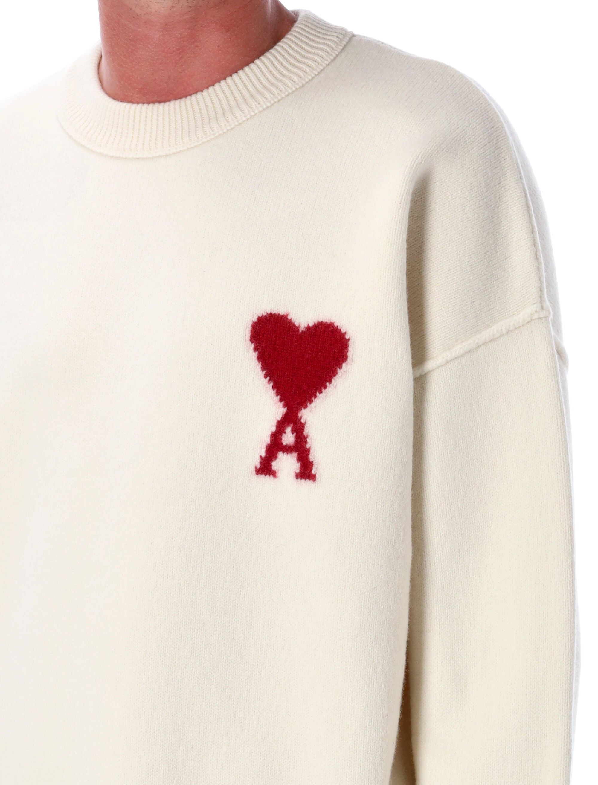 AMI PARIS Heart Intarsia Wool Sweater for Women
