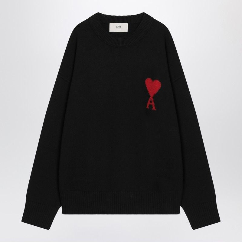 AMI PARIS Classic Crew Neck Wool Sweater with Logo