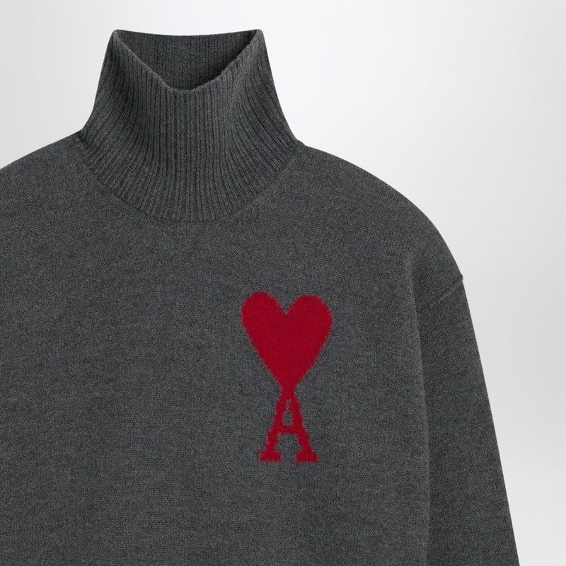 AMI PARIS Men's Turtleneck Sweater with Logo - AMI of Coeur