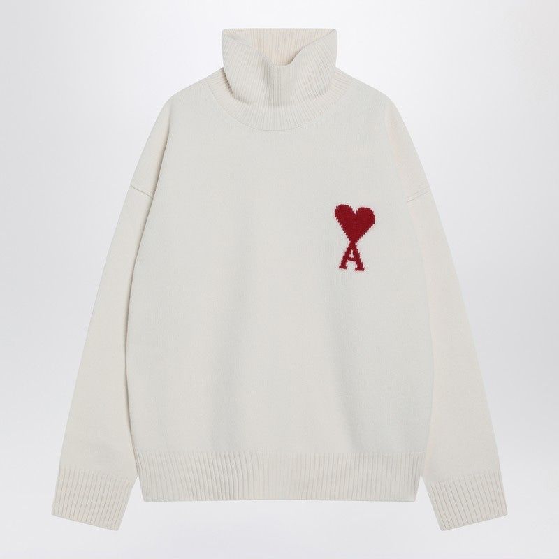 AMI PARIS Turtleneck Sweater with Logo - FW25