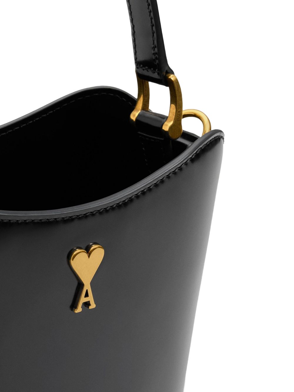 AMI PARIS Leather Handbag with Adjustable Strap - Drawstring Pouch