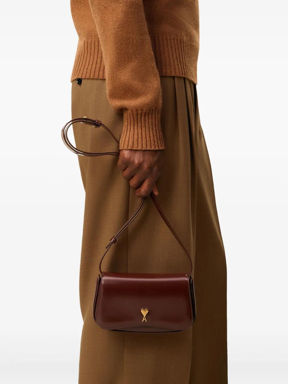 AMI PARIS Mini Leather Crossbody Handbag