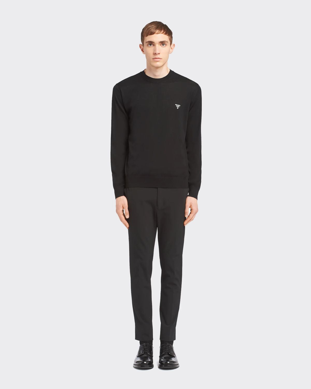 PRADA Men's Wool Crewneck Sweater with Logo
