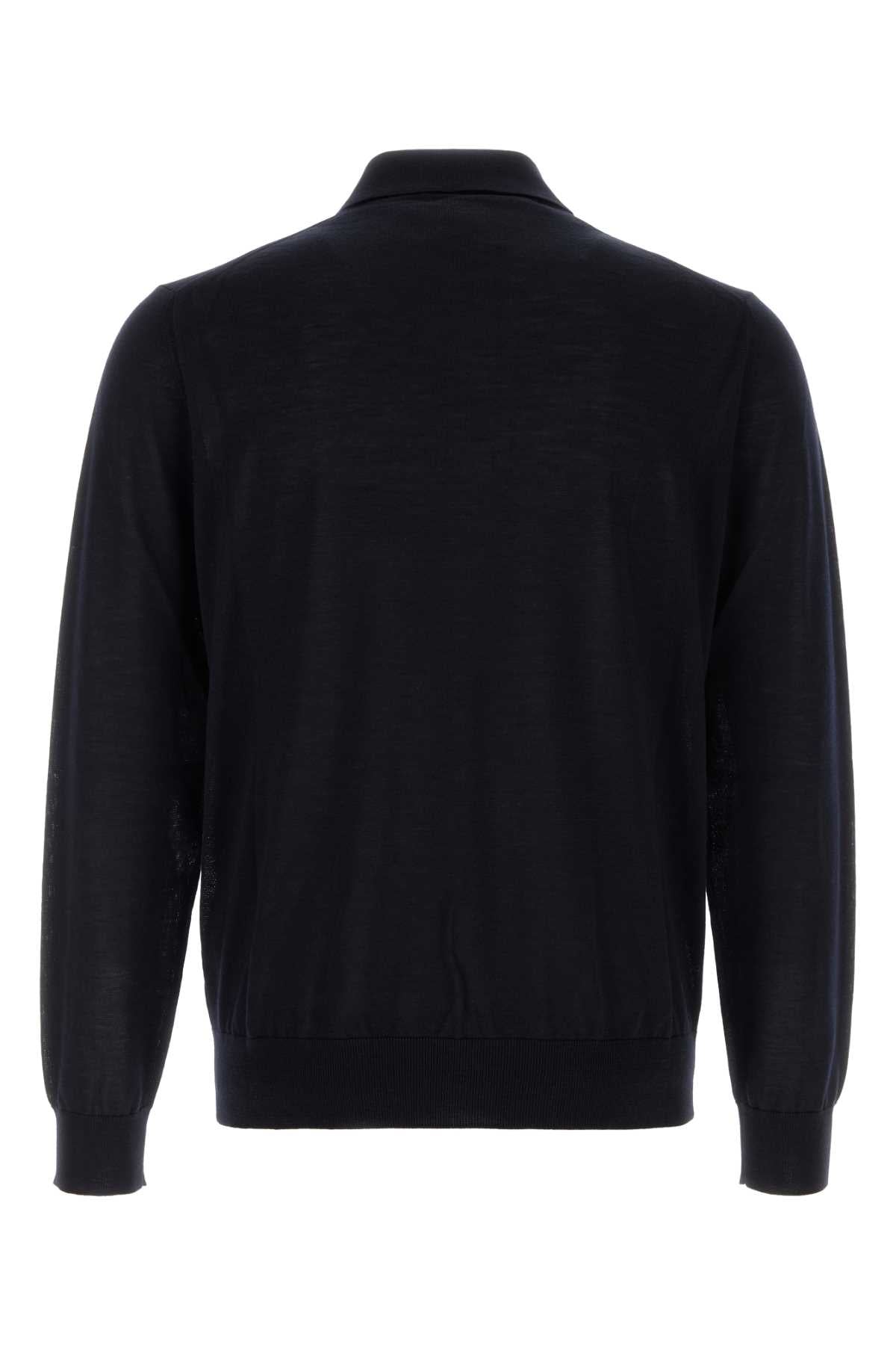 PRADA Midnight Wool Polo Shirt for Men - FW25 Collection