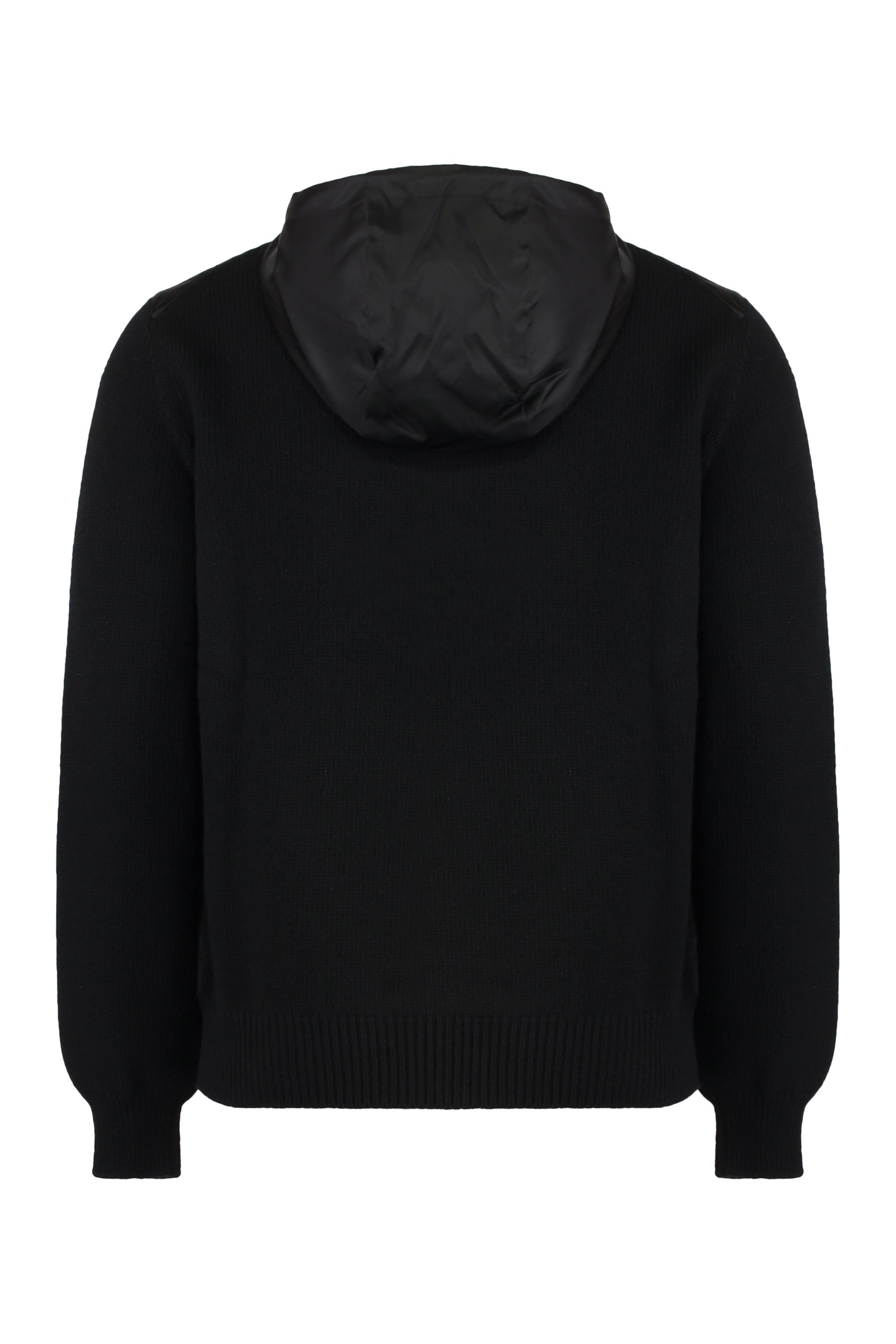 PRADA Men's Knit Cardigan with Nylon Front Panel