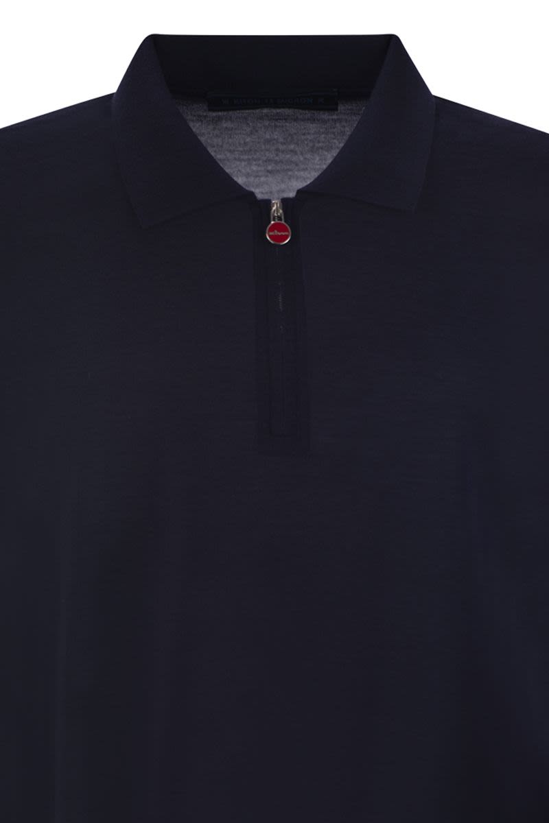 KITON Men's Wool Polo Shirt with Half Zip