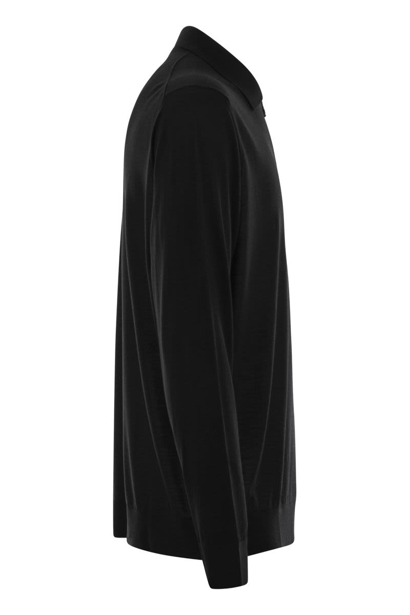 KITON Wool Polo Shirt with Half Zip