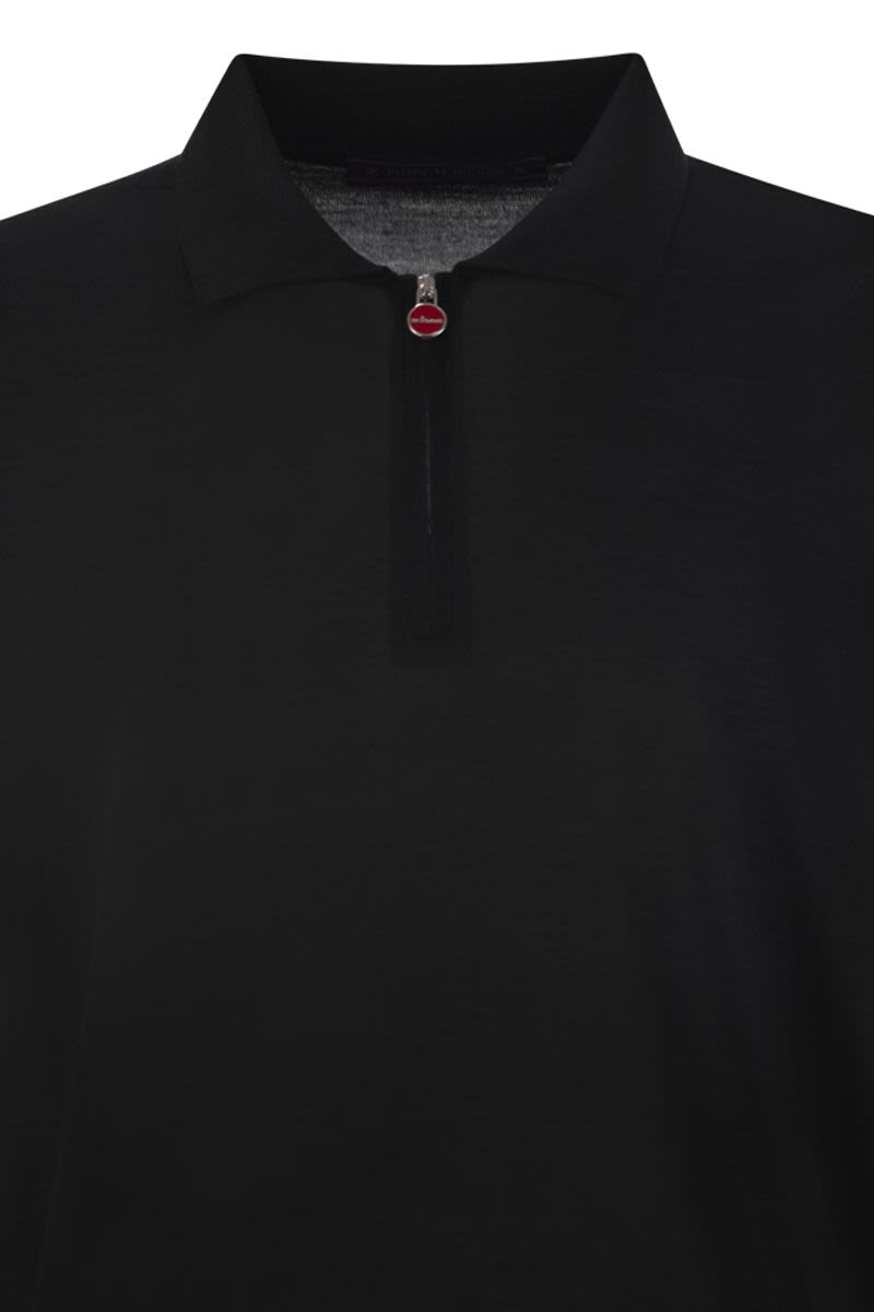 KITON Wool Polo Shirt with Half Zip