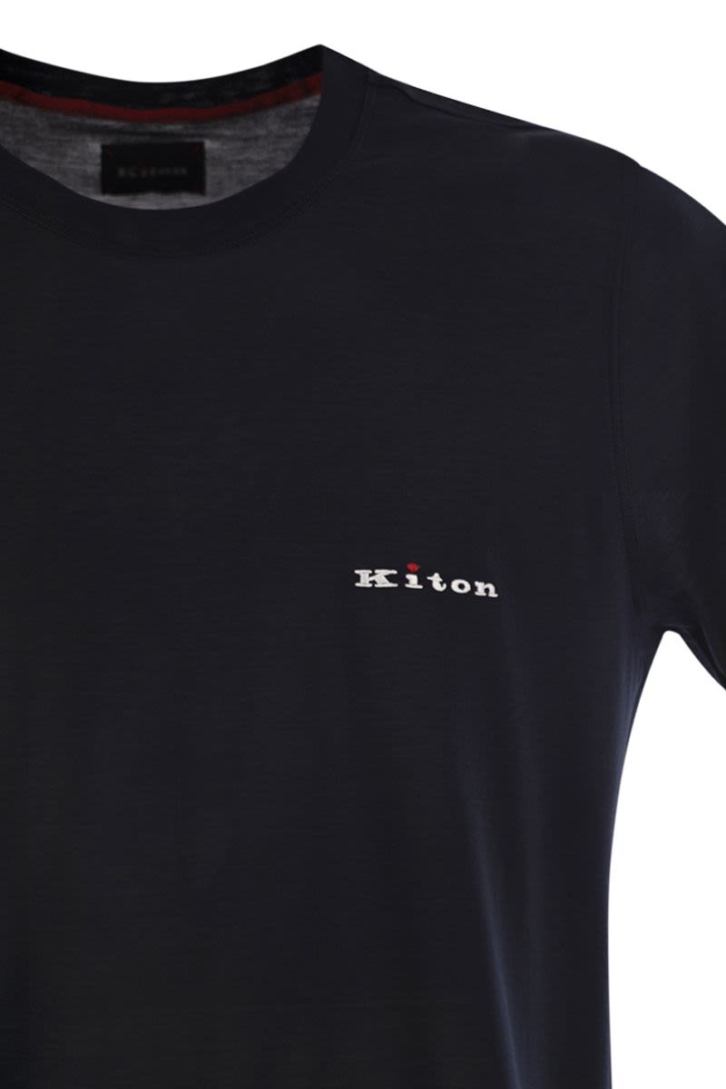 KITON Cotton Crew-Neck T-Shirt with Logo