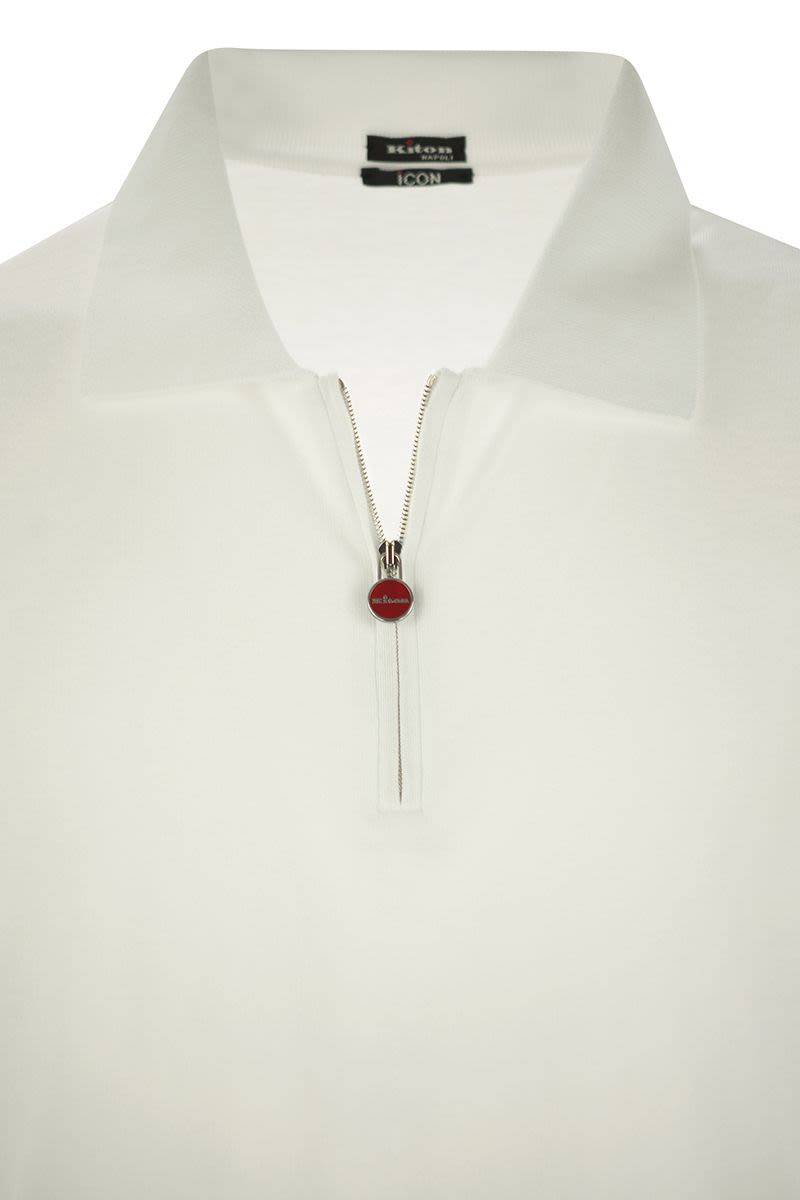 KITON Short-Sleeved Zip Polo for Men