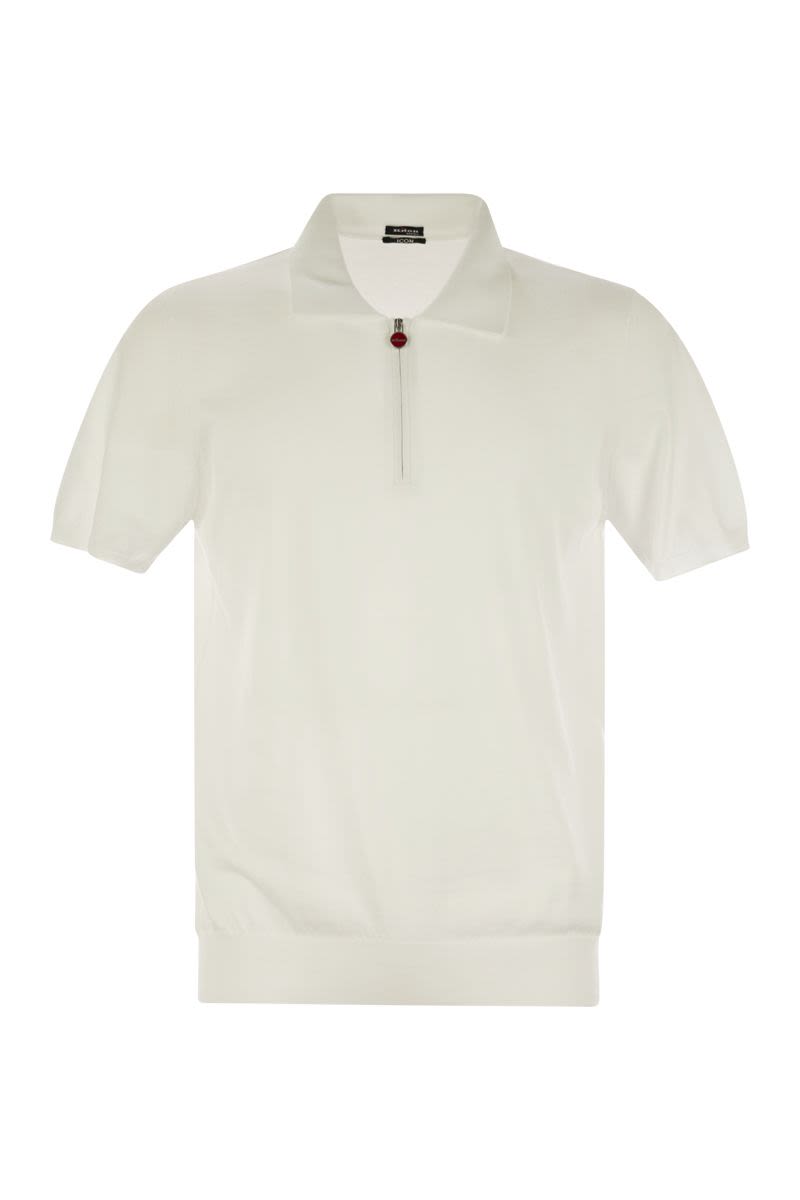 KITON Short-Sleeved Zip Polo for Men