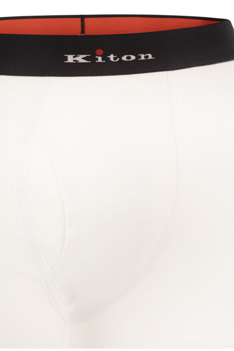 KITON Stretch Cotton Mini Boxer Shorts with Logo