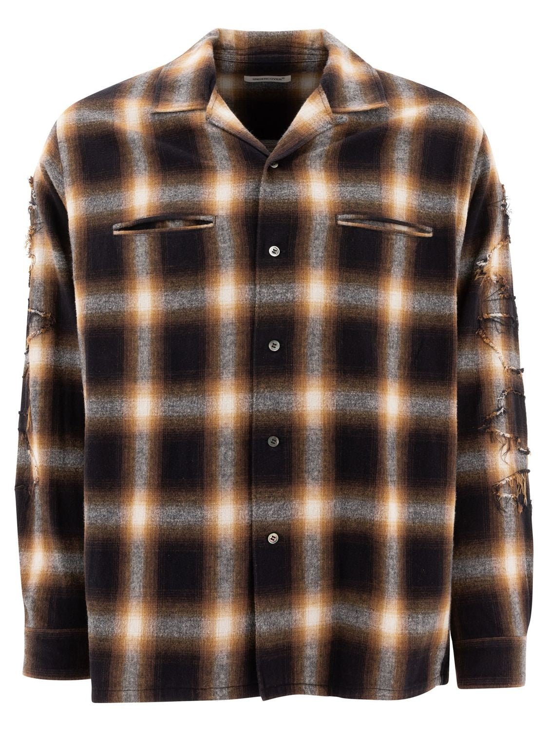 UNDERCOVER Relaxed Fit Check Shirt for Men - Long Sleeves, Camp Collar