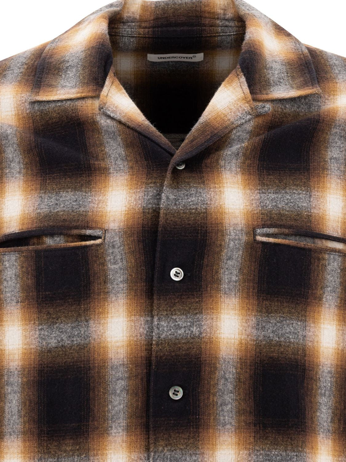 UNDERCOVER Relaxed Fit Check Shirt for Men - Long Sleeves, Camp Collar