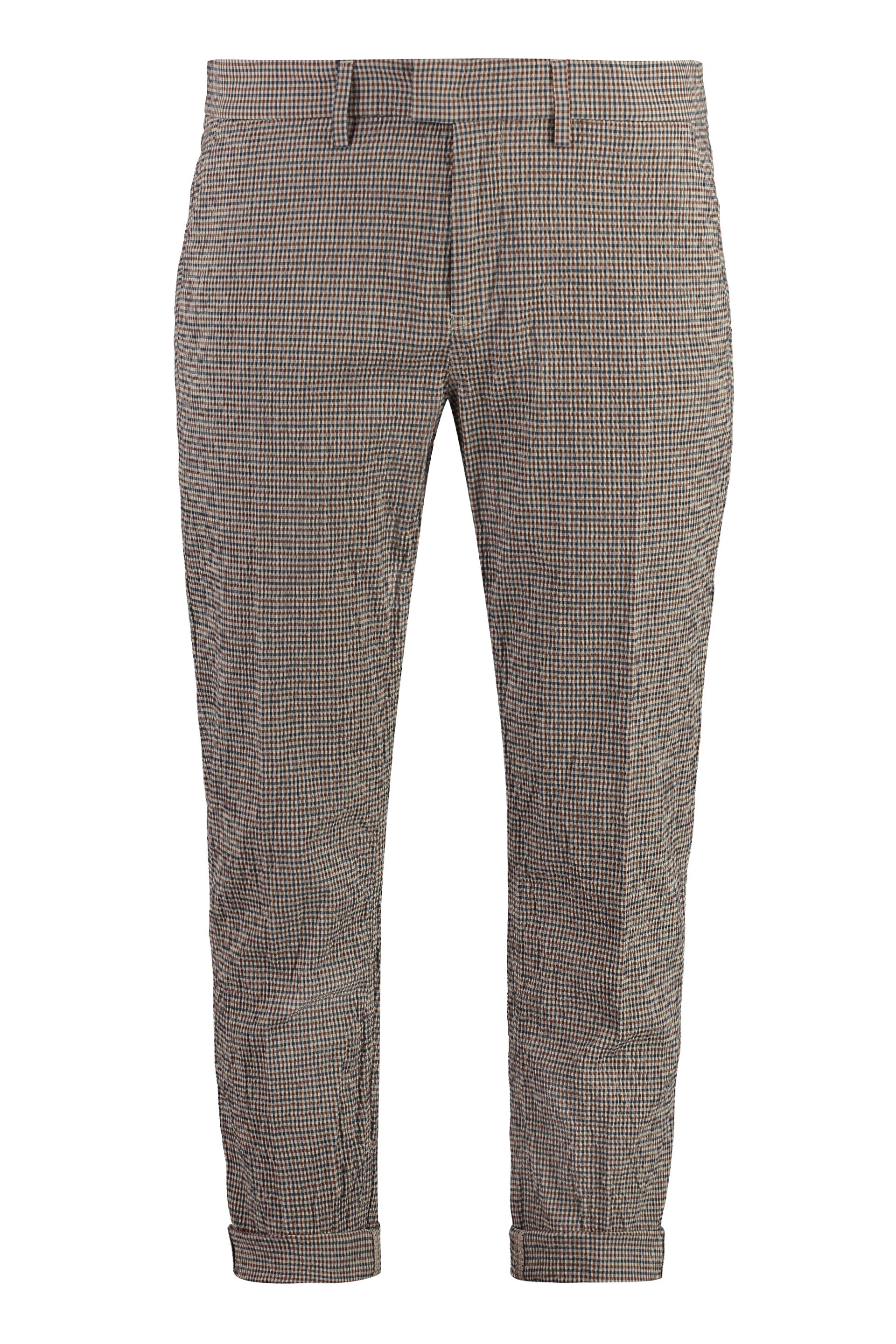 DONDUP Men's Cotton Trousers with Creased Effect and Roll-Up Cuffs