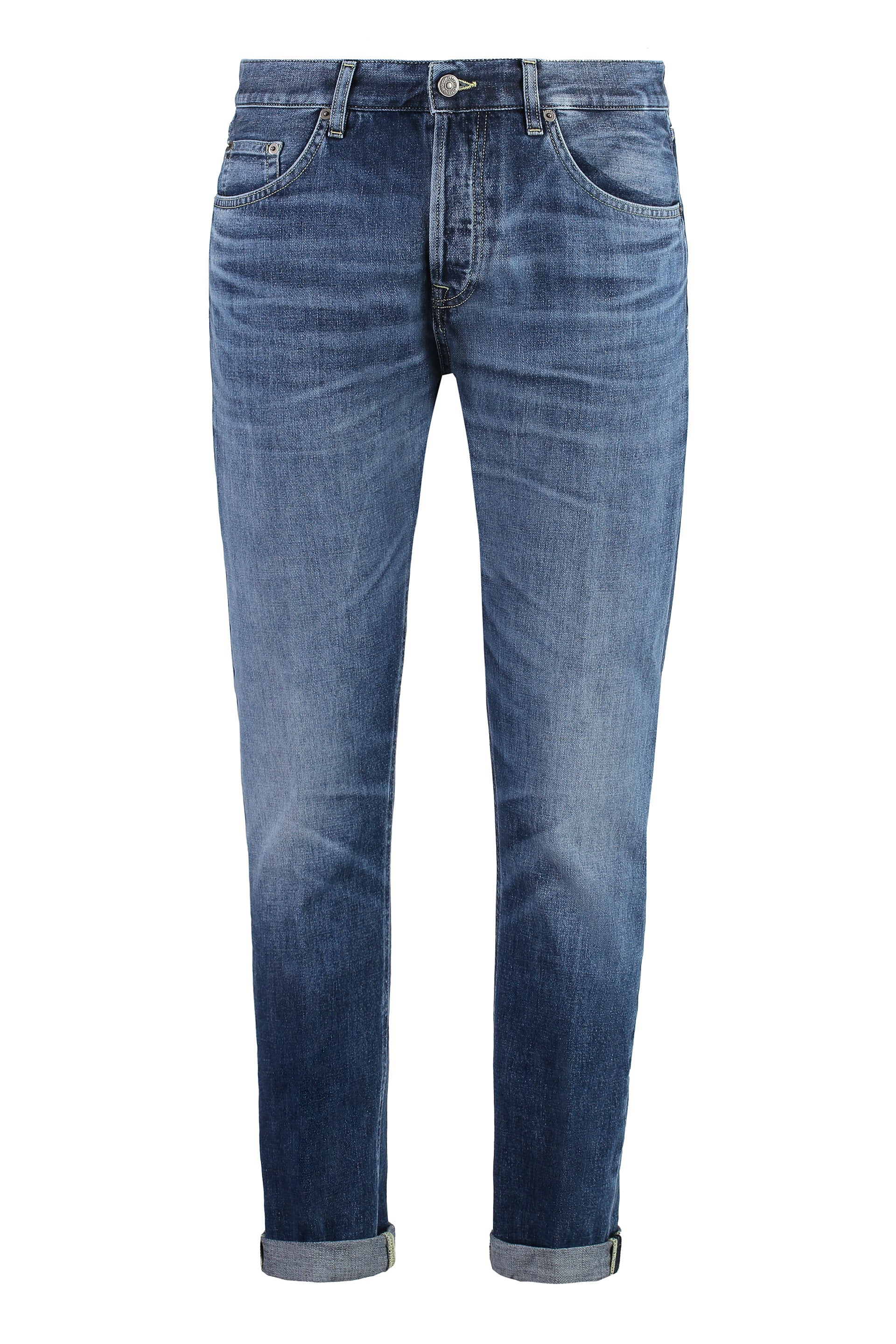 DONDUP Stretch Cotton Jeans with Roll-Up Cuffs
