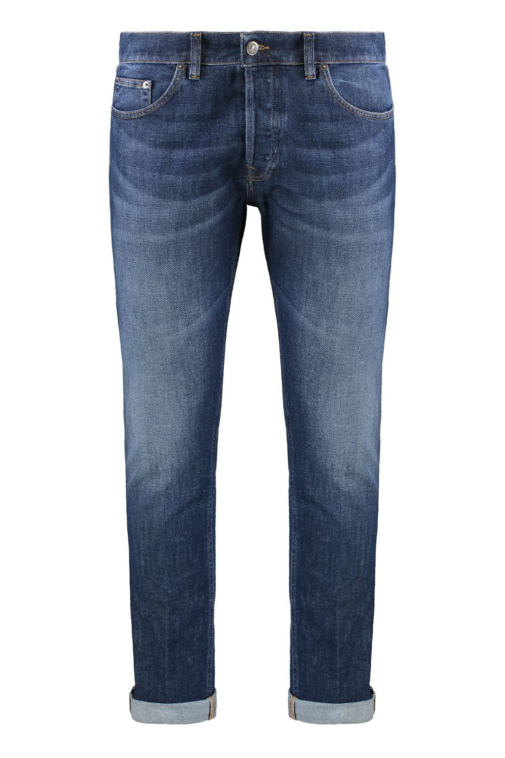 DONDUP Regular Fit Denim Jeans with Roll-Up Cuffs