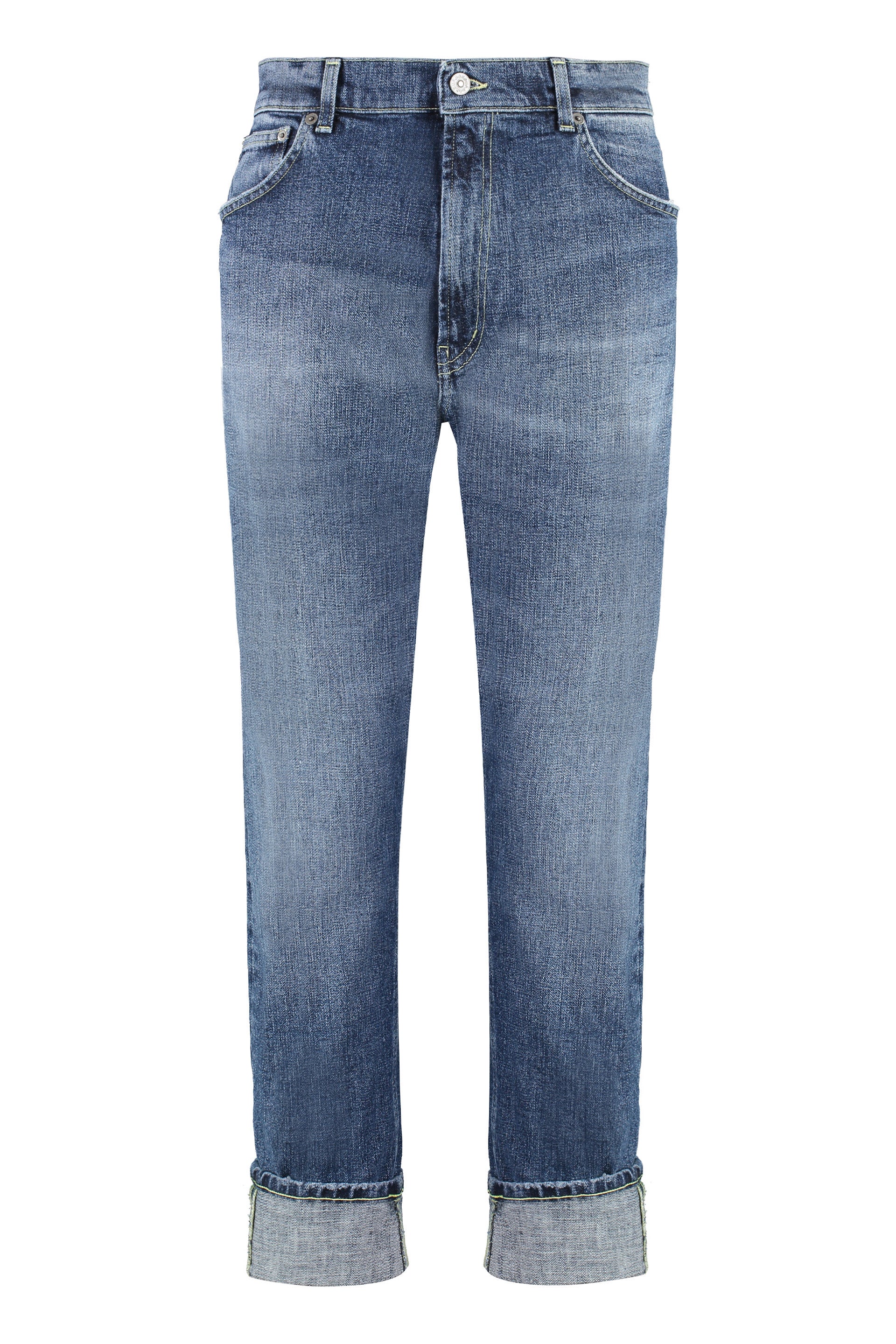 DONDUP Slim Fit Jeans with Engraved Metal Details