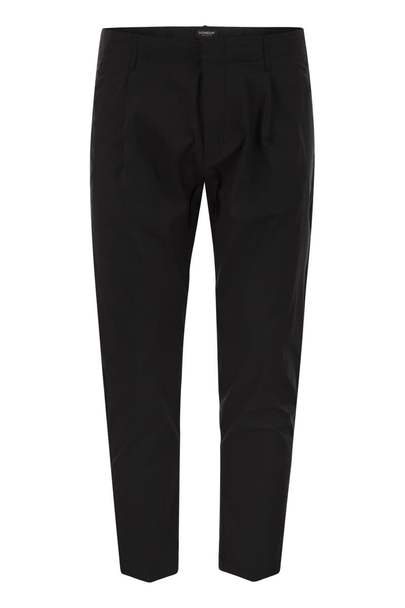 DONDUP Men's Slim Fit Carrot Poplin Trousers
