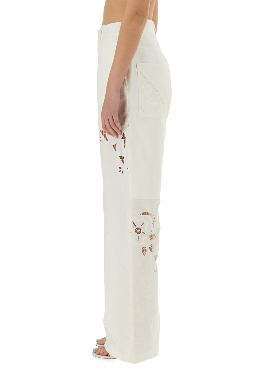 MARINE SERRE Upcycled Linen Pants - Straight Fit, Size S