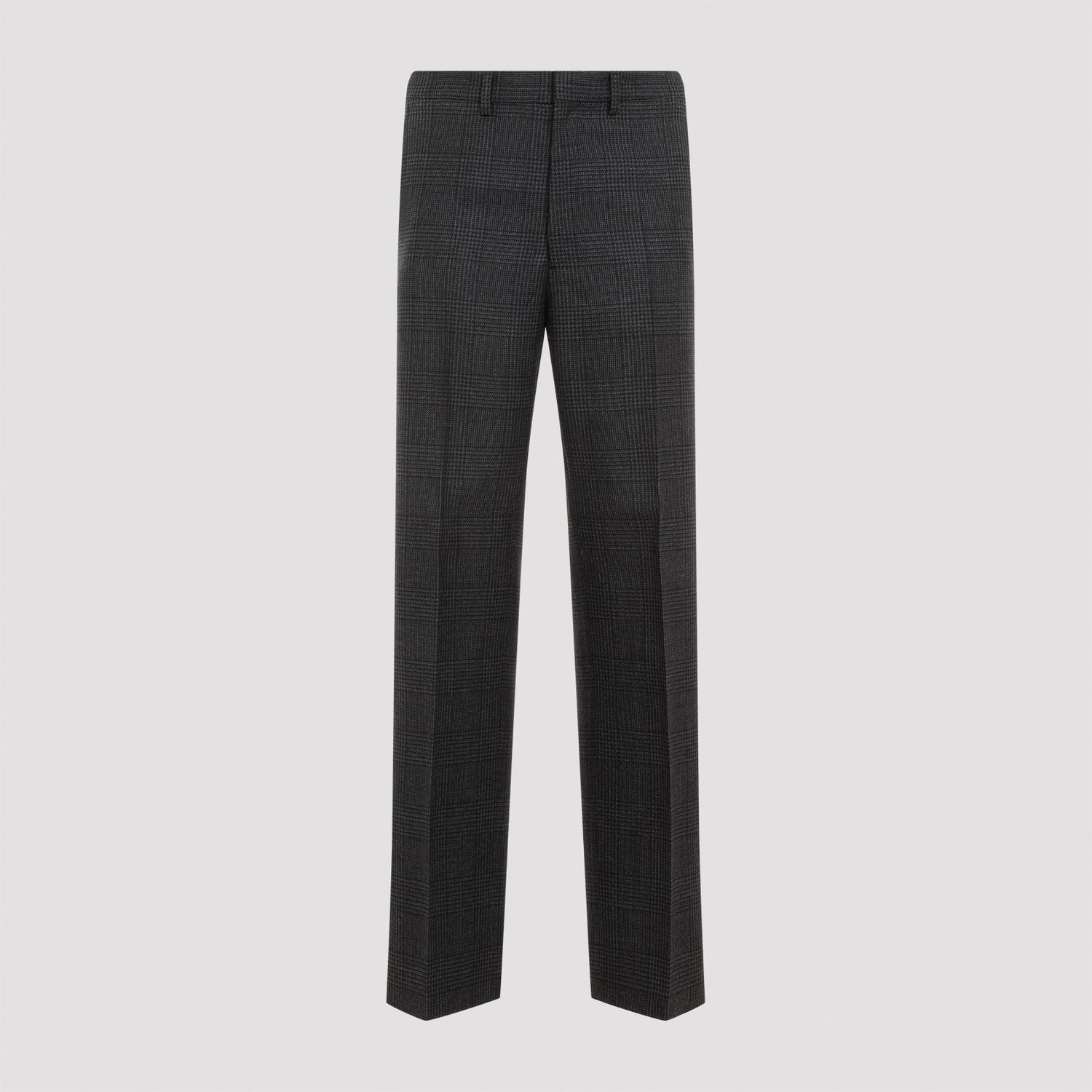 PRADA Prince of Wales Checkered Design Wool Trousers