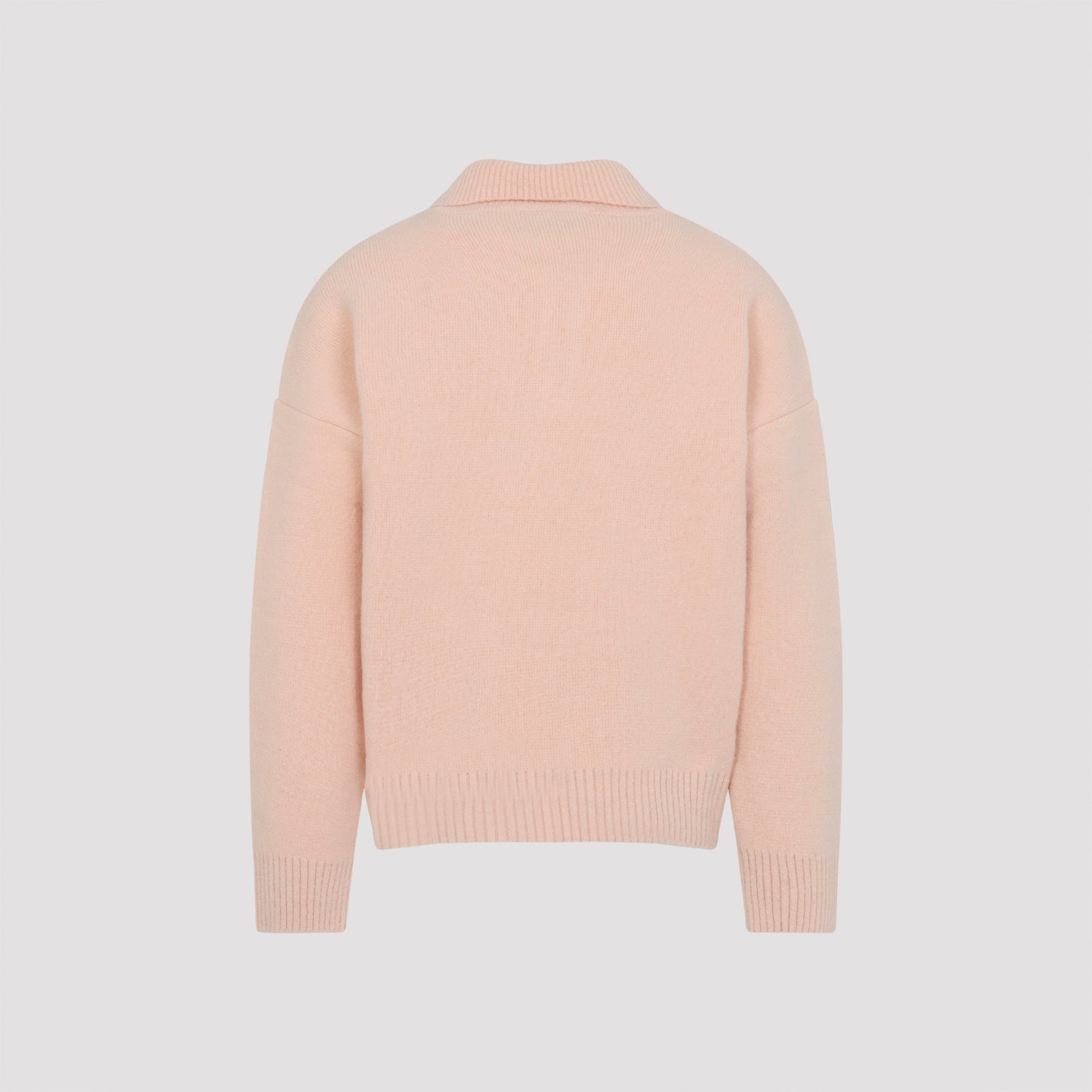 AMI PARIS Men's Wool Polo Sweater with Iconic Logo - Size L