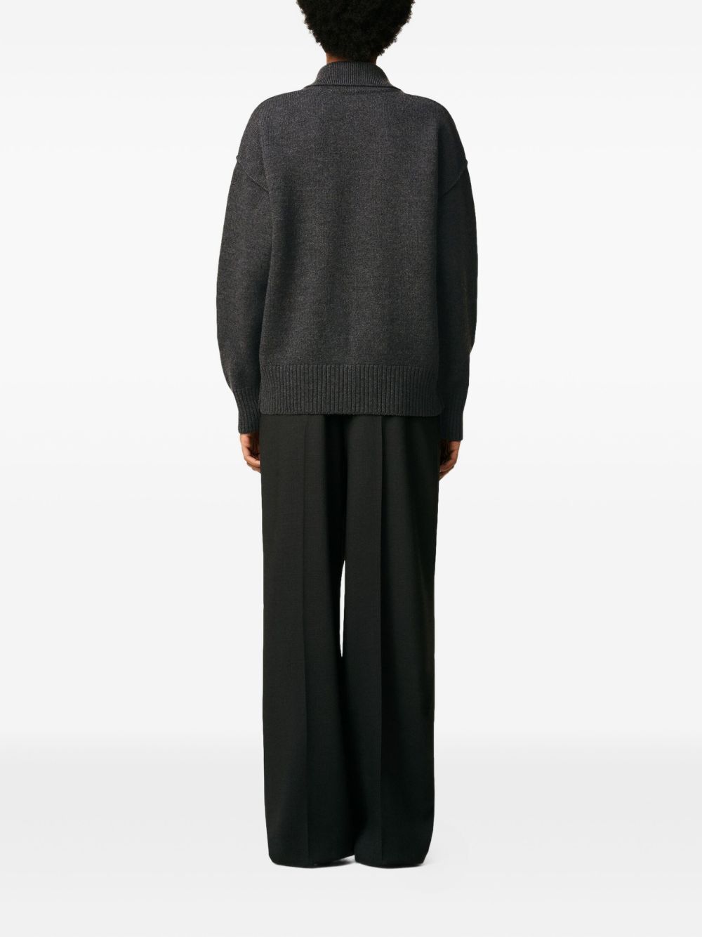 AMI PARIS Polo-Style Sweater with Intarsia Logo - FW25