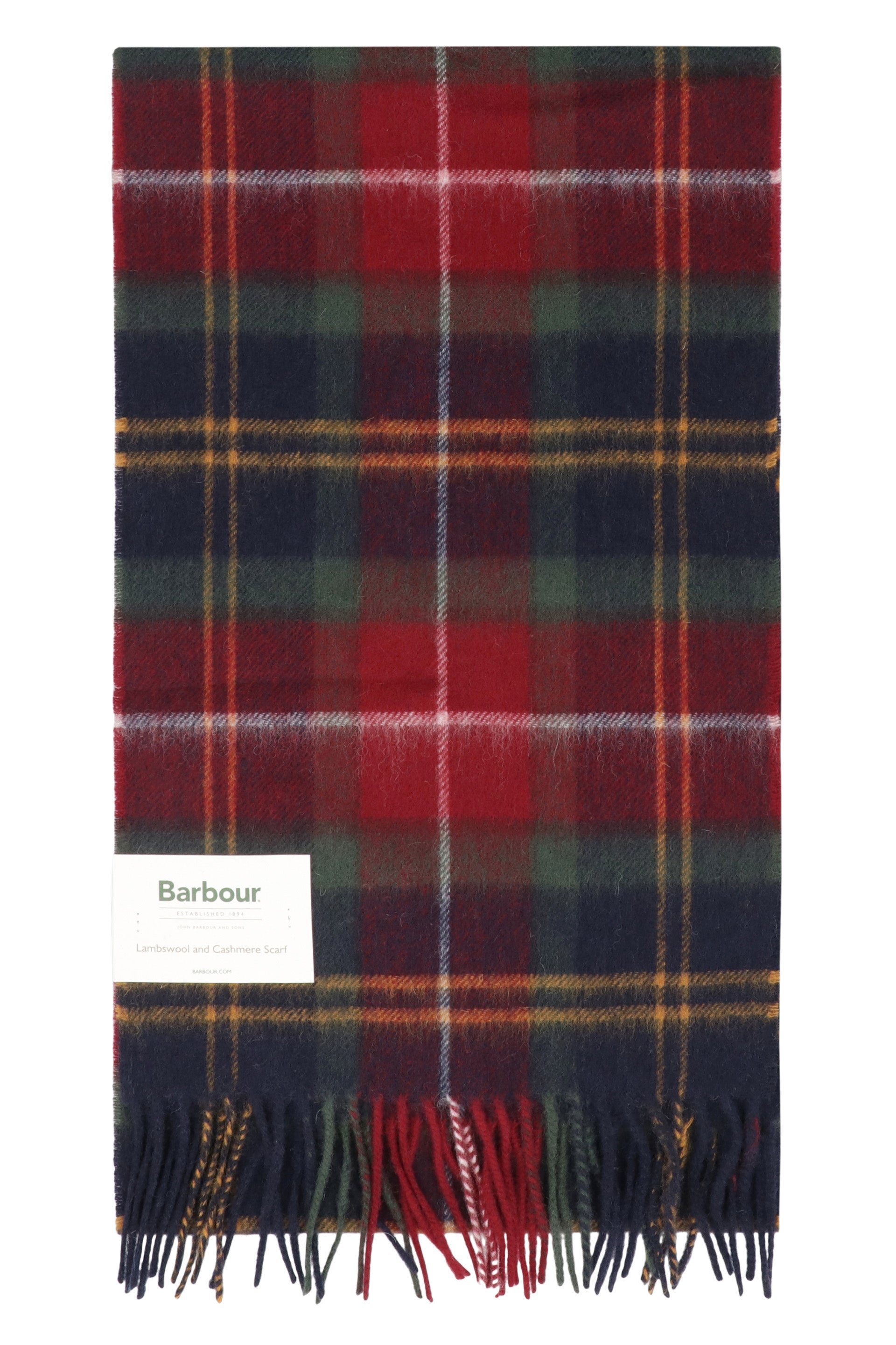 BARBOUR Tartan Wool and Cashmere Scarf 25x180 cm
